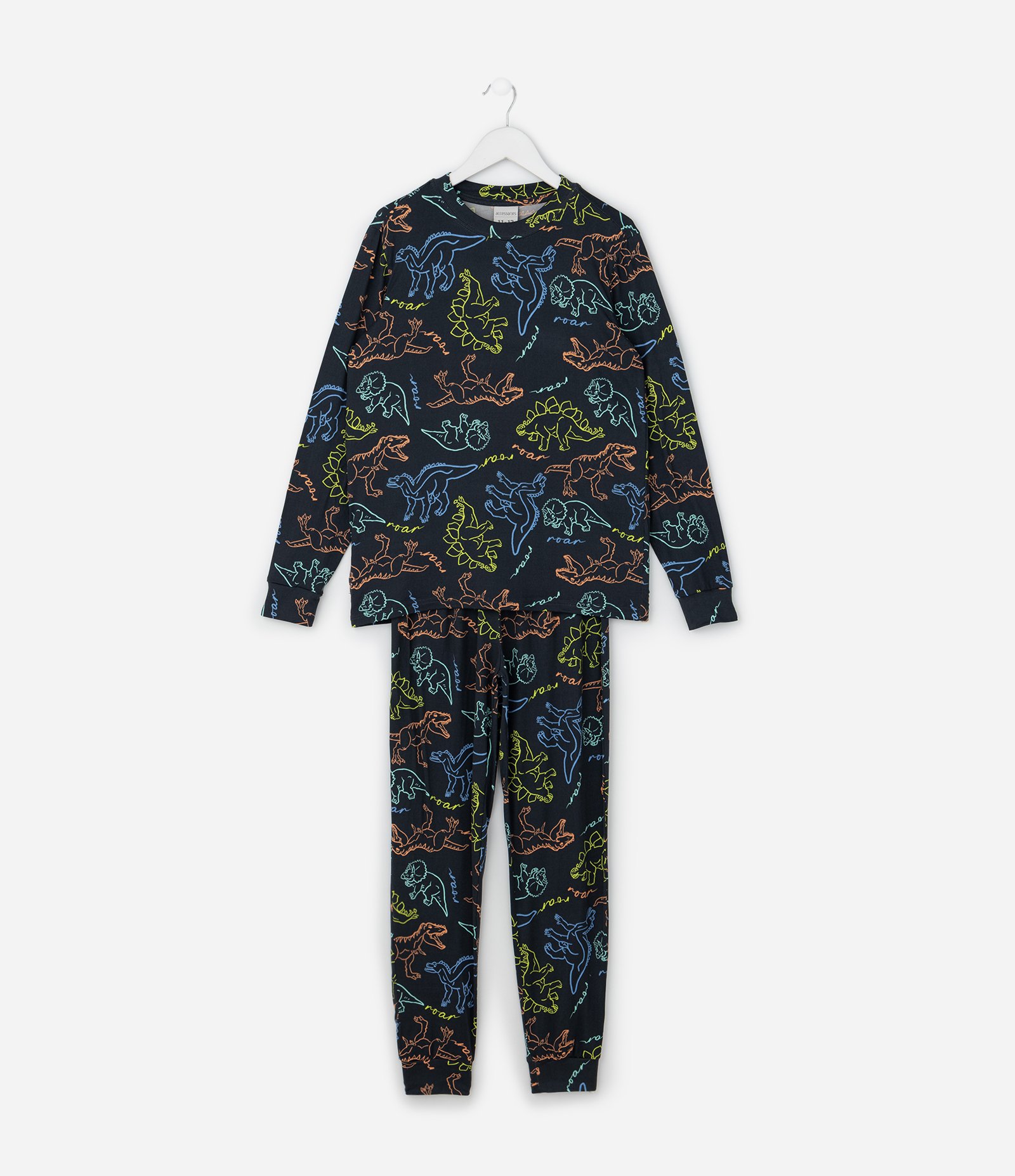 Pijama Infantil Longo com Estampa Dinossauros – Tam 4 a 14 Anos Preto 1