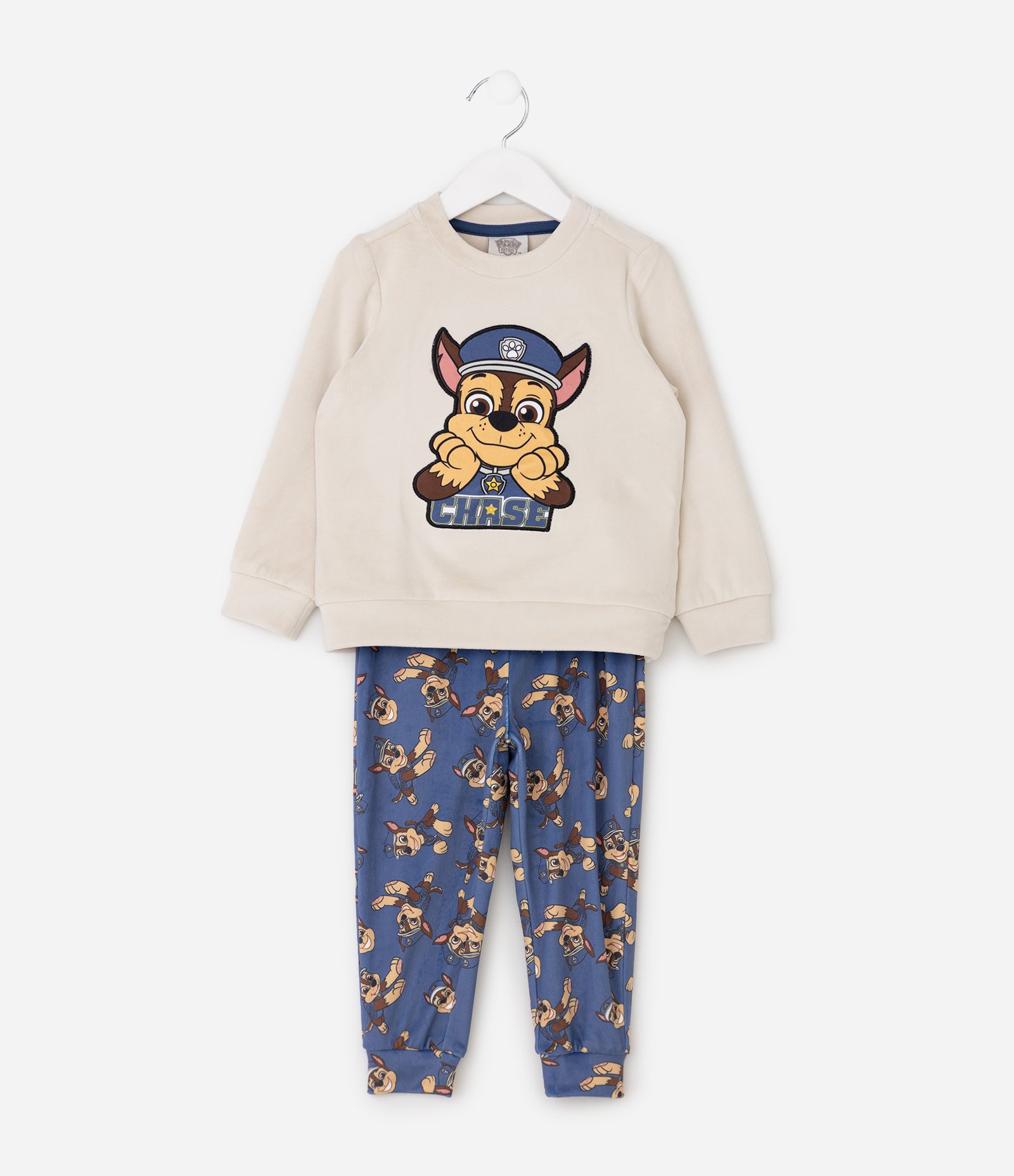 Pijama Infantil com Estampa Chase Patrulha Canina – Tam 2 a 6 Anos Azul/Bege 1