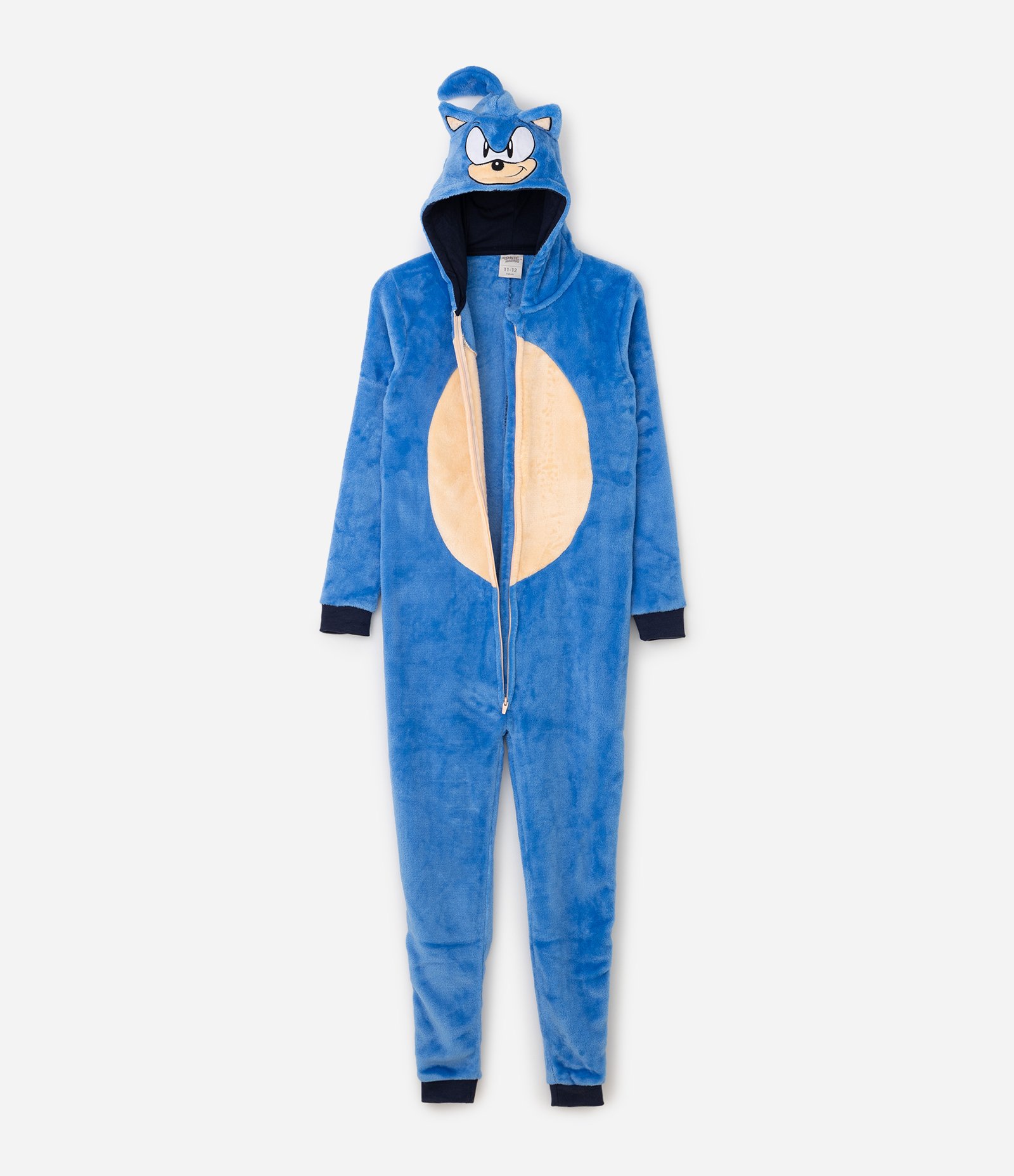 Pijama Jumper em Fleece do Sonic Com Capuz Infantil - Tam 4 aos 14 Anos Azul 3