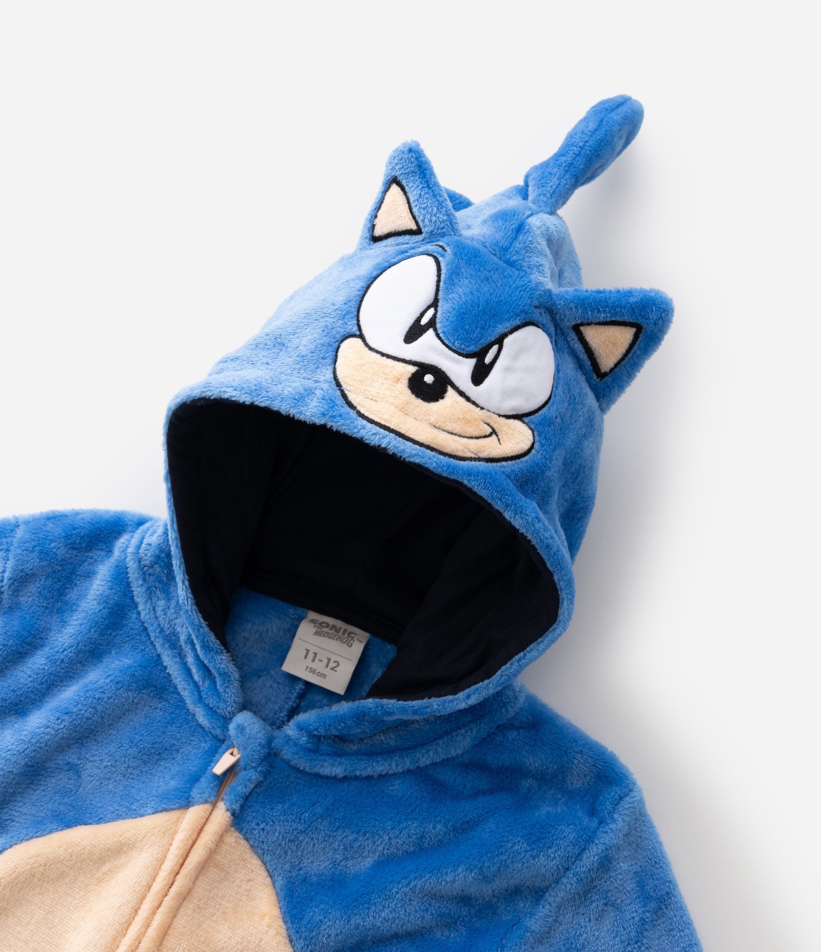 Pijama Jumper em Fleece do Sonic Com Capuz Infantil - Tam 4 aos 14 Anos Azul 5