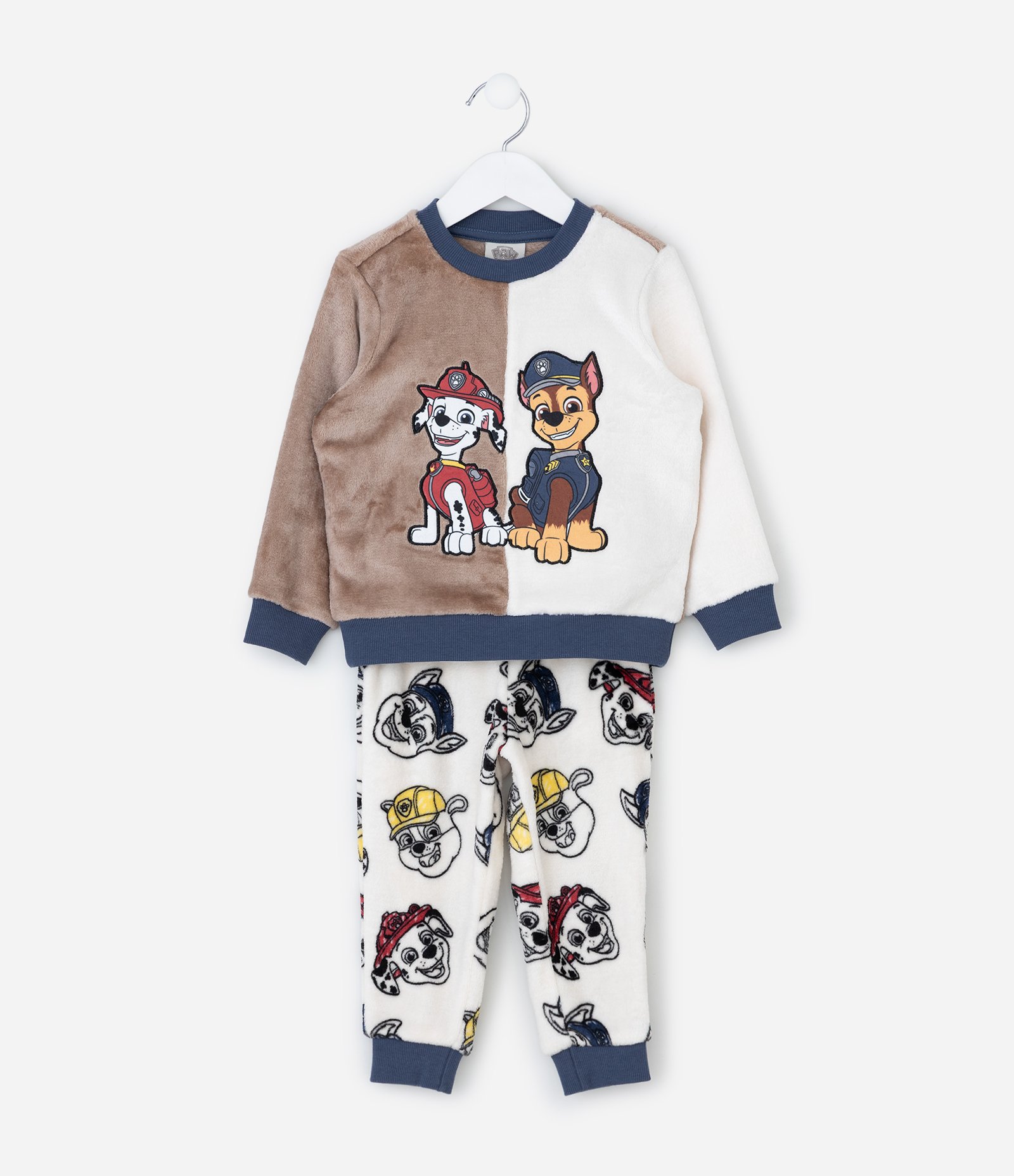 Pijama Infantil Longo com Estampa Patrulha Canina – Tam 2 a 6 Anos Bege/Branco 3