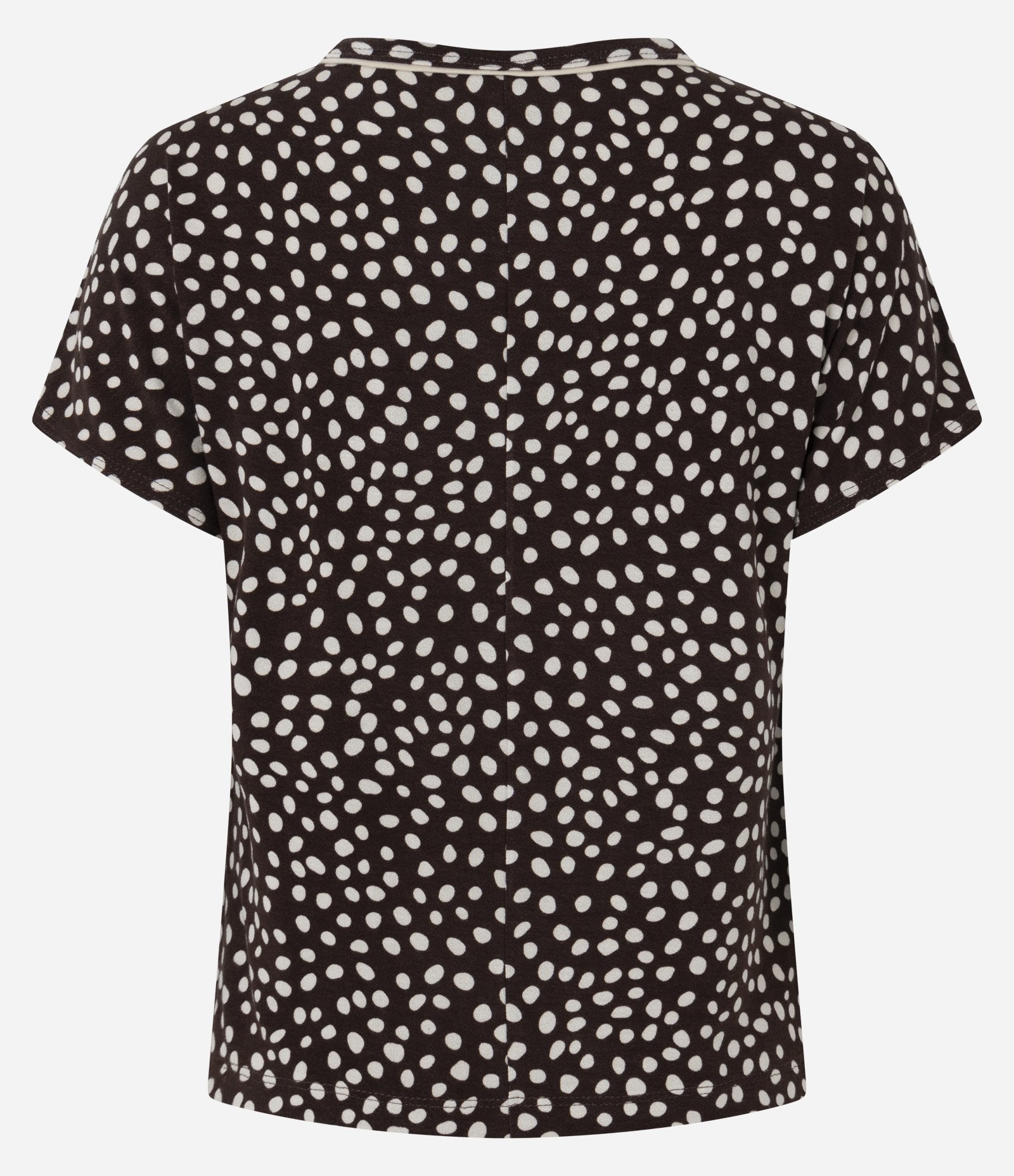 Blusa em Crepe com Gola Redonda e Estampa Poá DIferenciada Preto 6