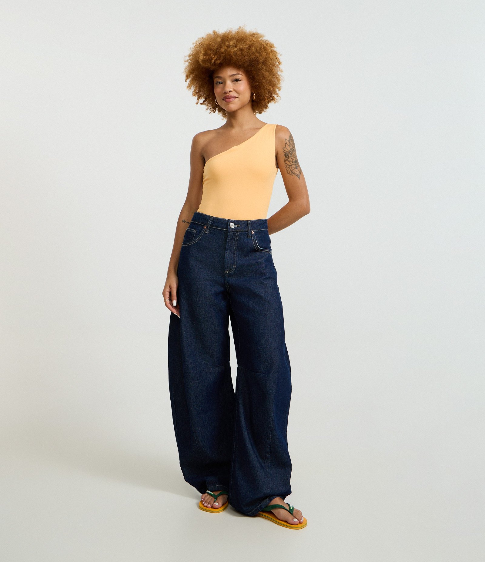 Body Ombro Único em Microfibra Laranja 2