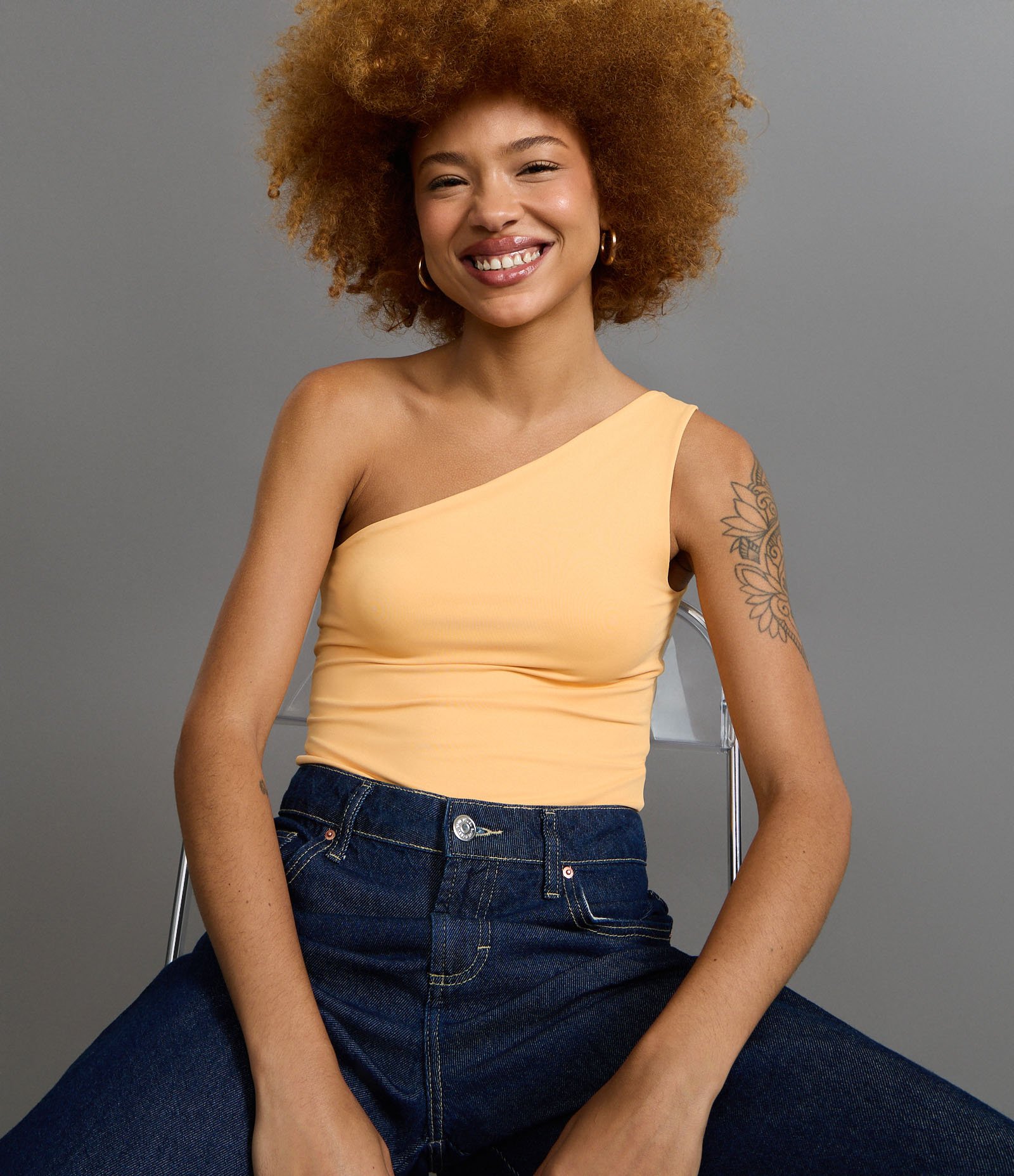 Body Ombro Único em Microfibra Laranja 5