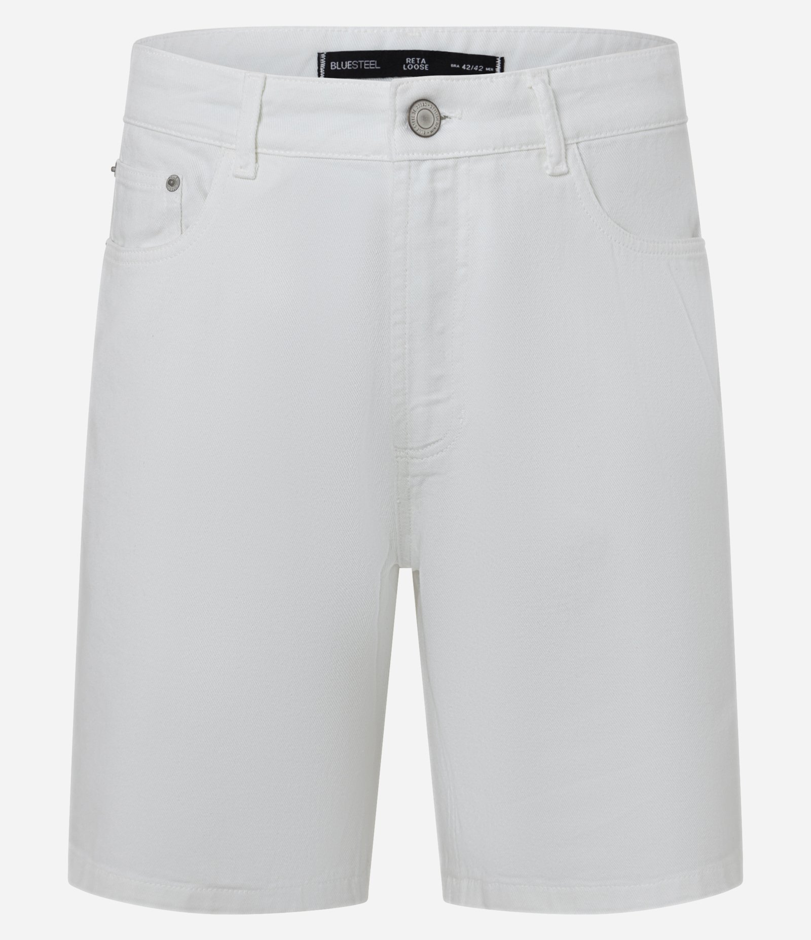 Bermuda Reta em Sarja com Bolsos Branco 7