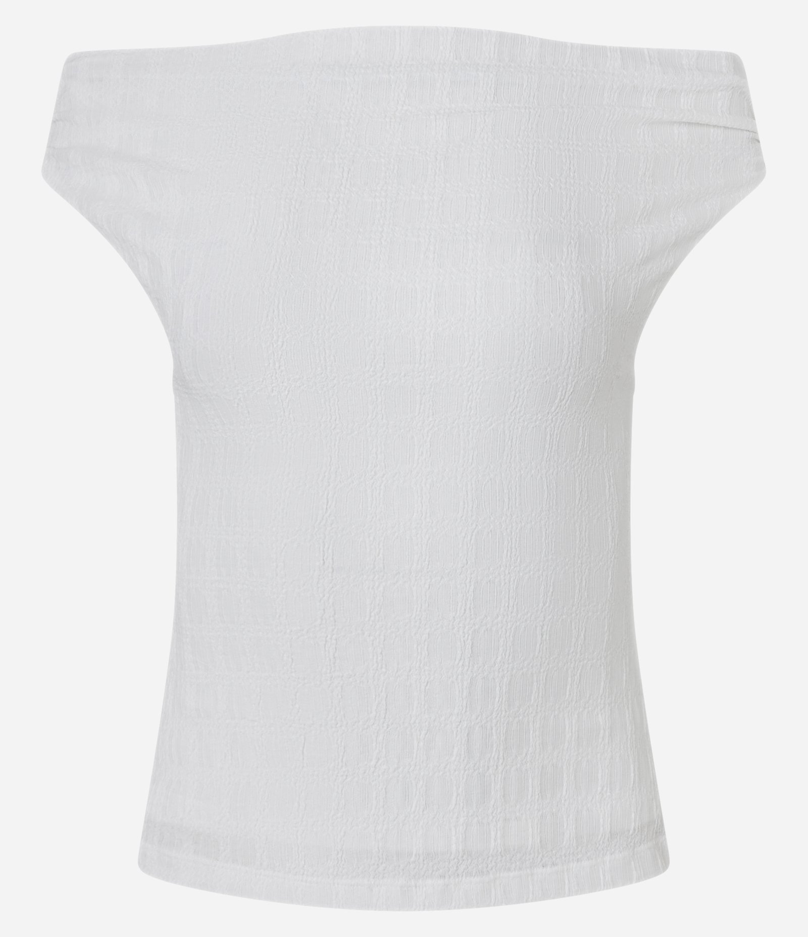 Blusa Texturizada com Decote Ombro a Ombro Branco 5