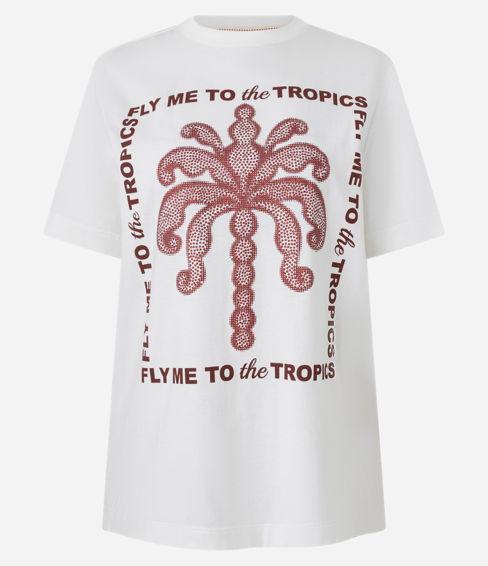 Camiseta T-Shirt em Algodão com Estampa Tropics Parede e Glitter Branco 4