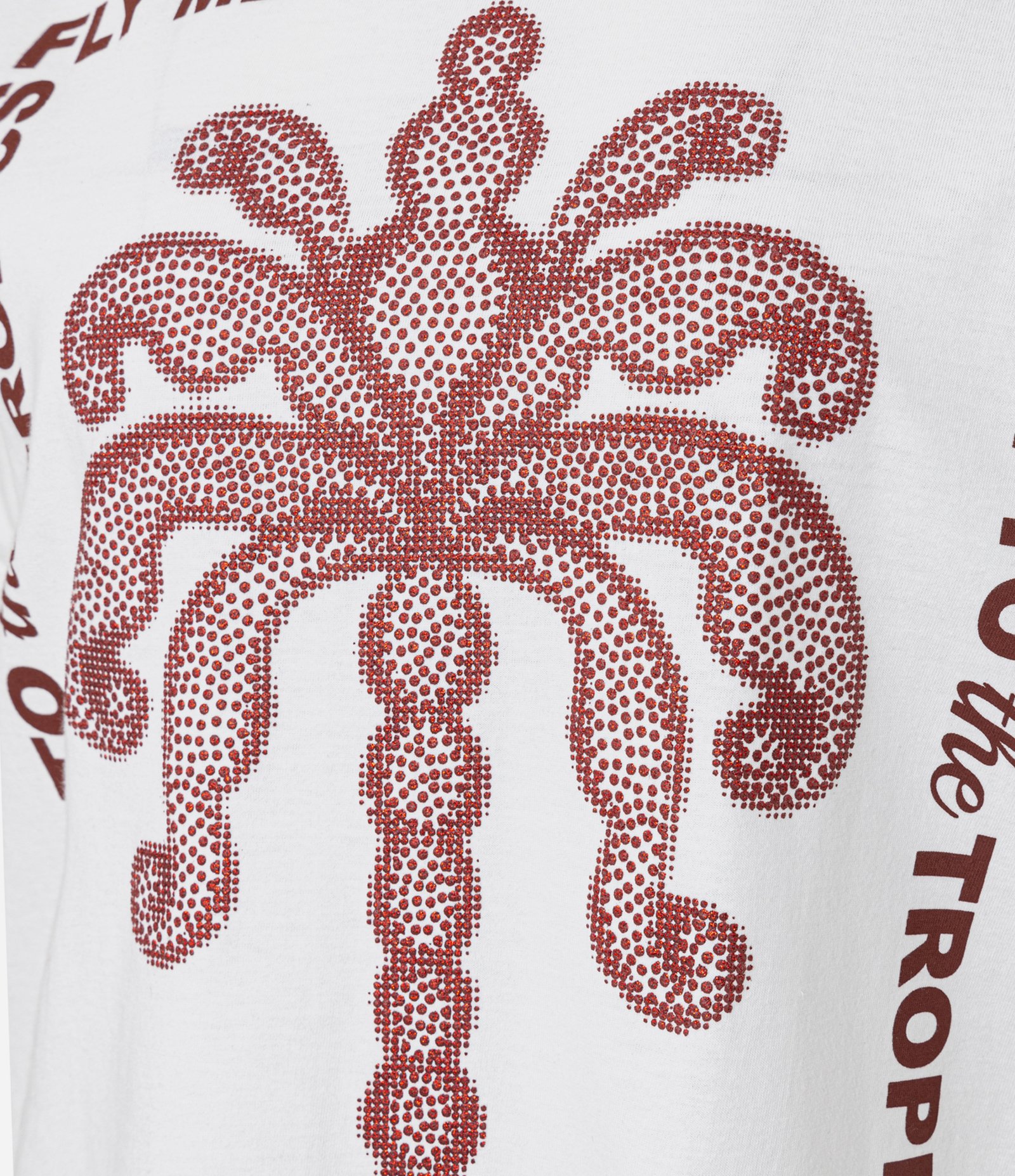 Camiseta T-Shirt em Algodão com Estampa Tropics Parede e Glitter Branco 5