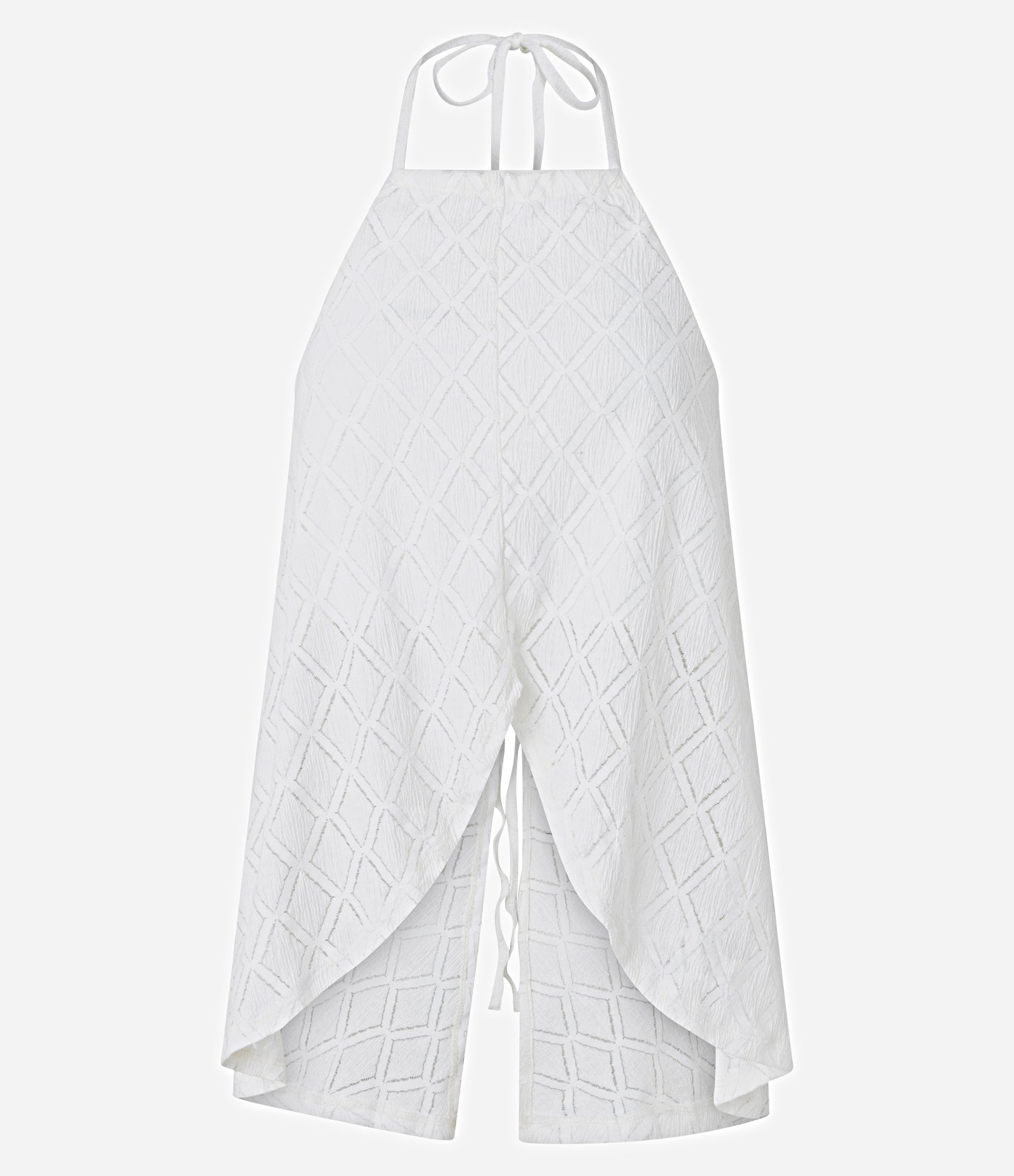 Blusa Sem Manga com Textura e Abertura Frontal Branco 4