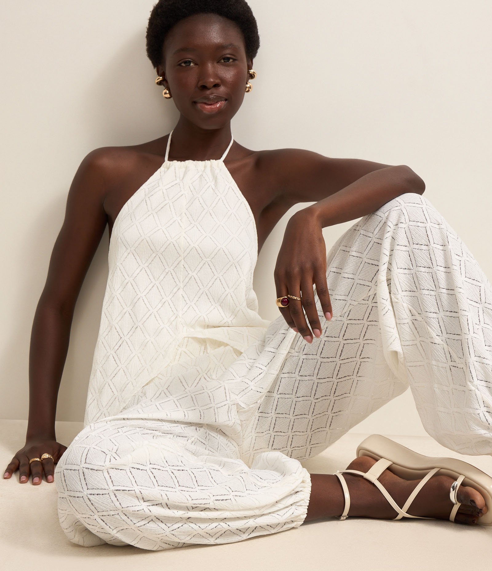 Calça Aladim com Textura Branco 2