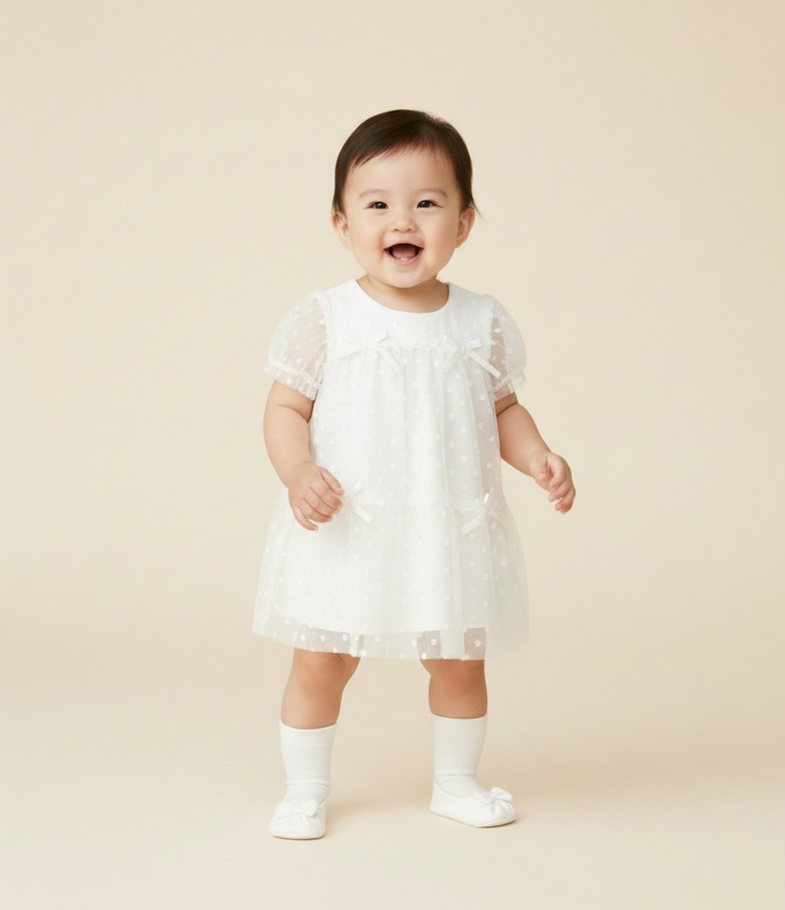 Vestido Infantil com Calcinha em Tule Bordado – Tam RN A 18 Meses Branco 1
