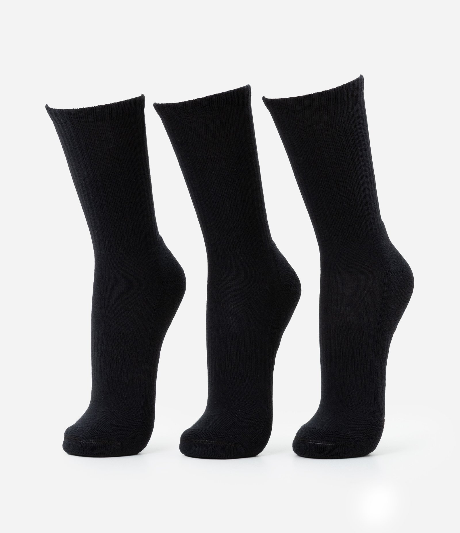 Kit 03 Meias Cano Alto em Algodão Atoalhado Preto 1