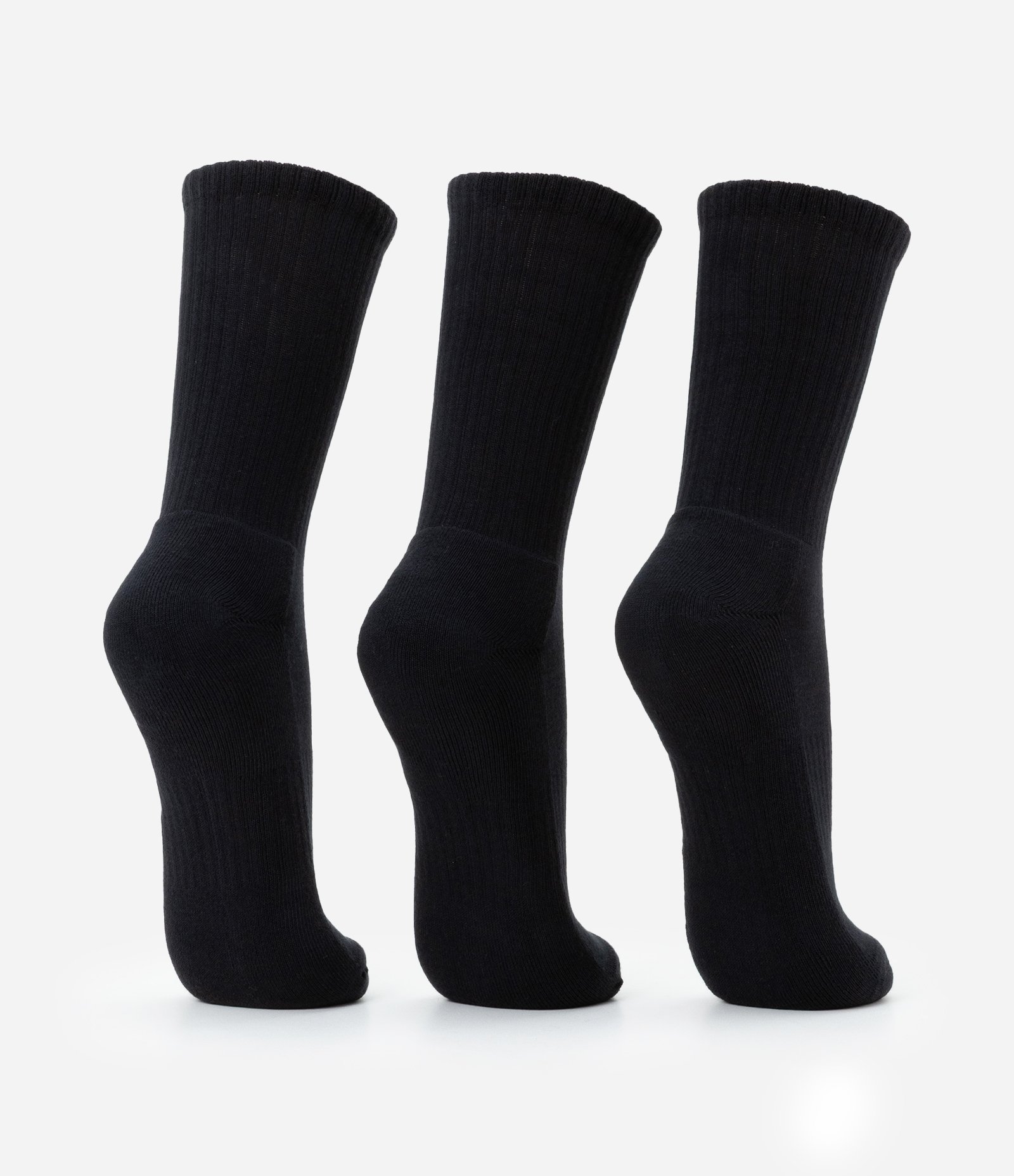 Kit 03 Meias Cano Alto em Algodão Atoalhado Preto 2