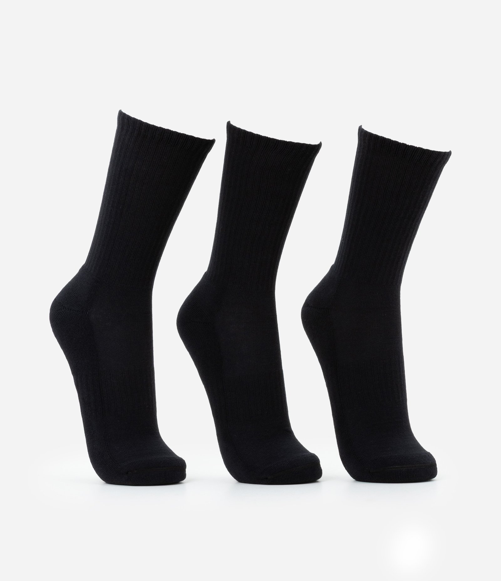 Kit 03 Meias Cano Alto em Algodão Atoalhado Preto 3