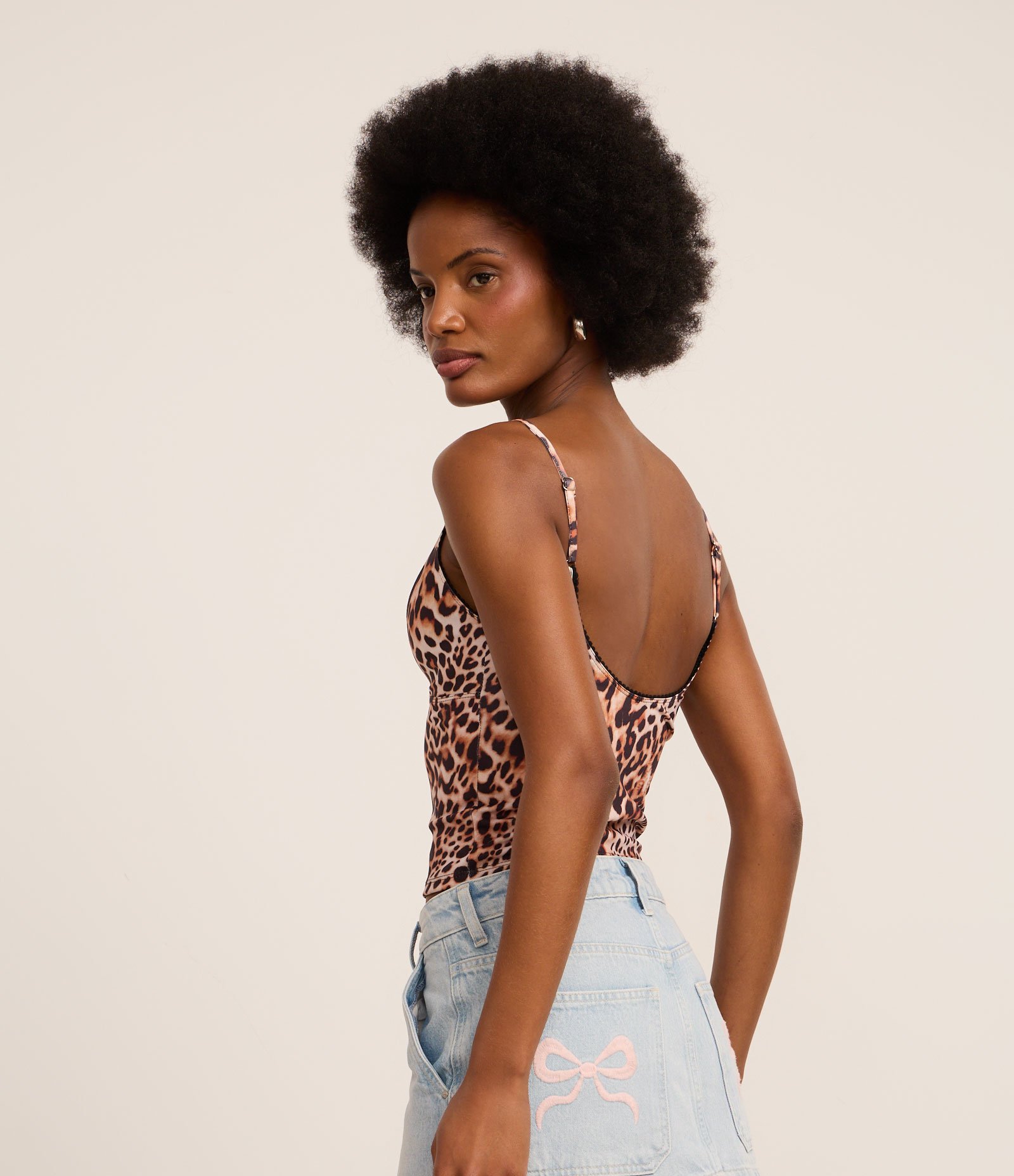 Blusa de Alça em Microfibra com Estampa Animal Marrom 3