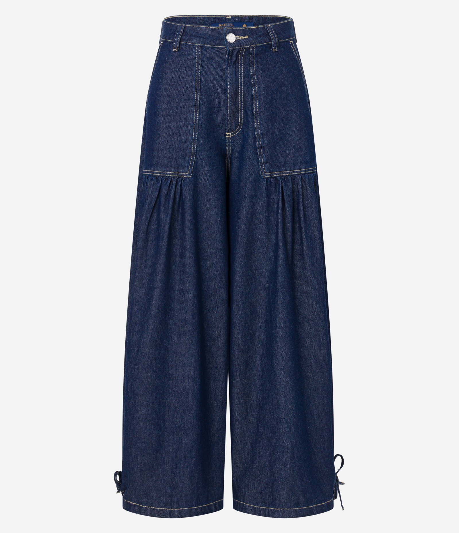 Calça Aladim em Jeans com Pregas Azul 4