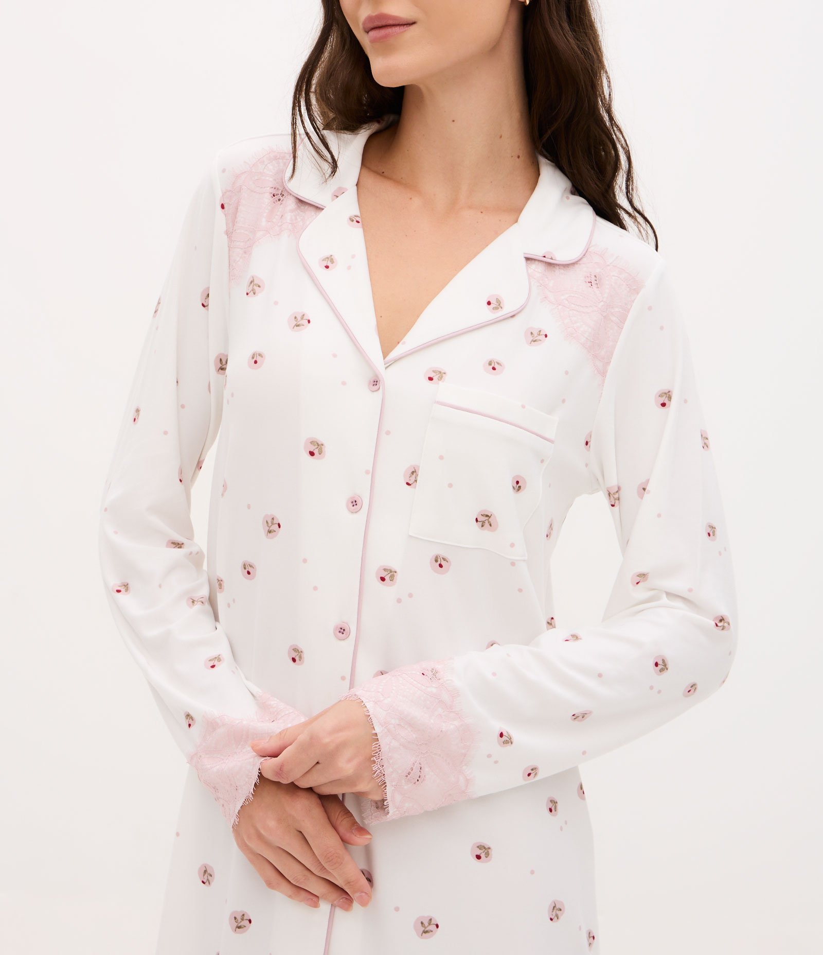 Camisola Americana Peach Touch com Estampa Floral Branco 2
