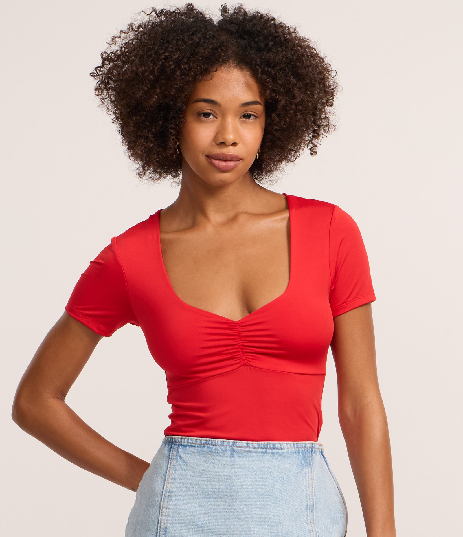 Body em Microfibra com Franzido no Busto Vermelho 1