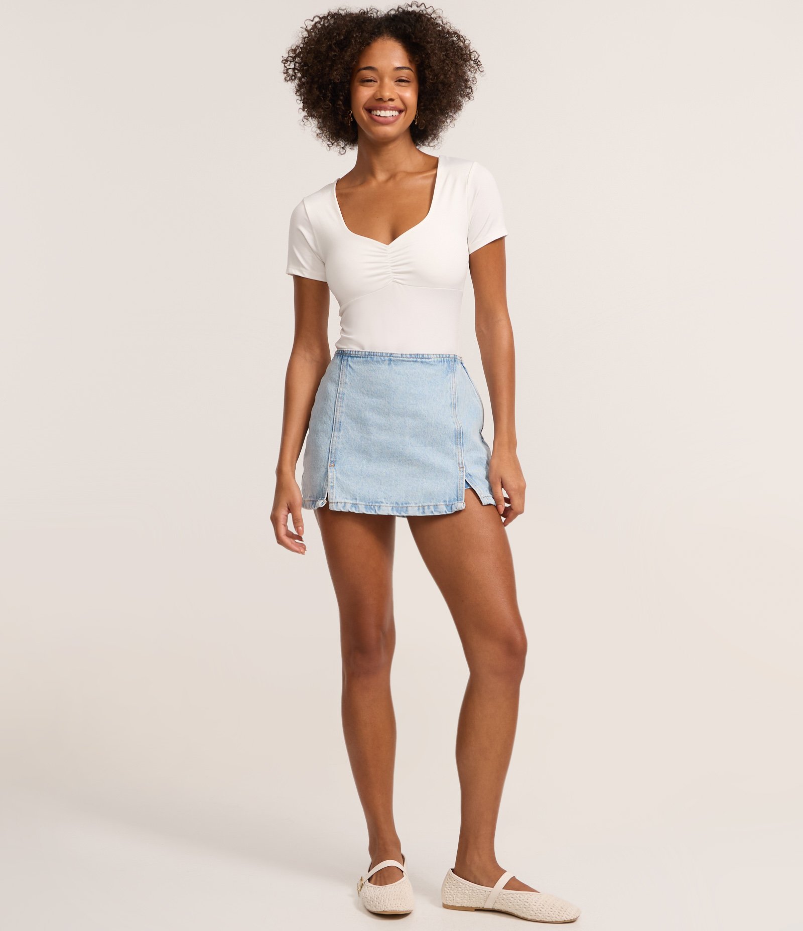 Body em Microfibra com Franzido no Busto Branco 2