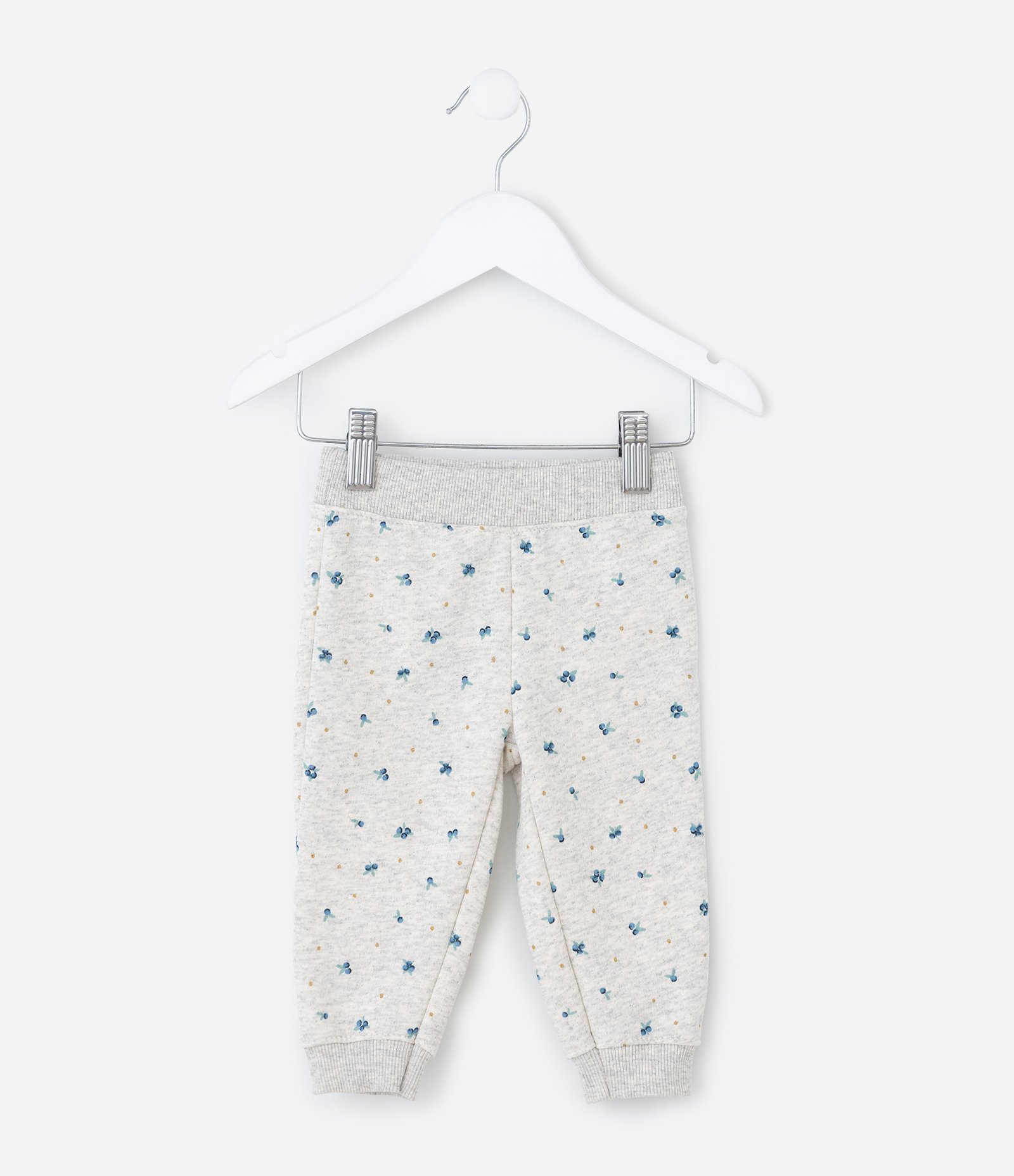 Calça Jogger em Moletom com Felpa com Estampa de Blueberry - Tam 0 a 18 Meses Cinza 2