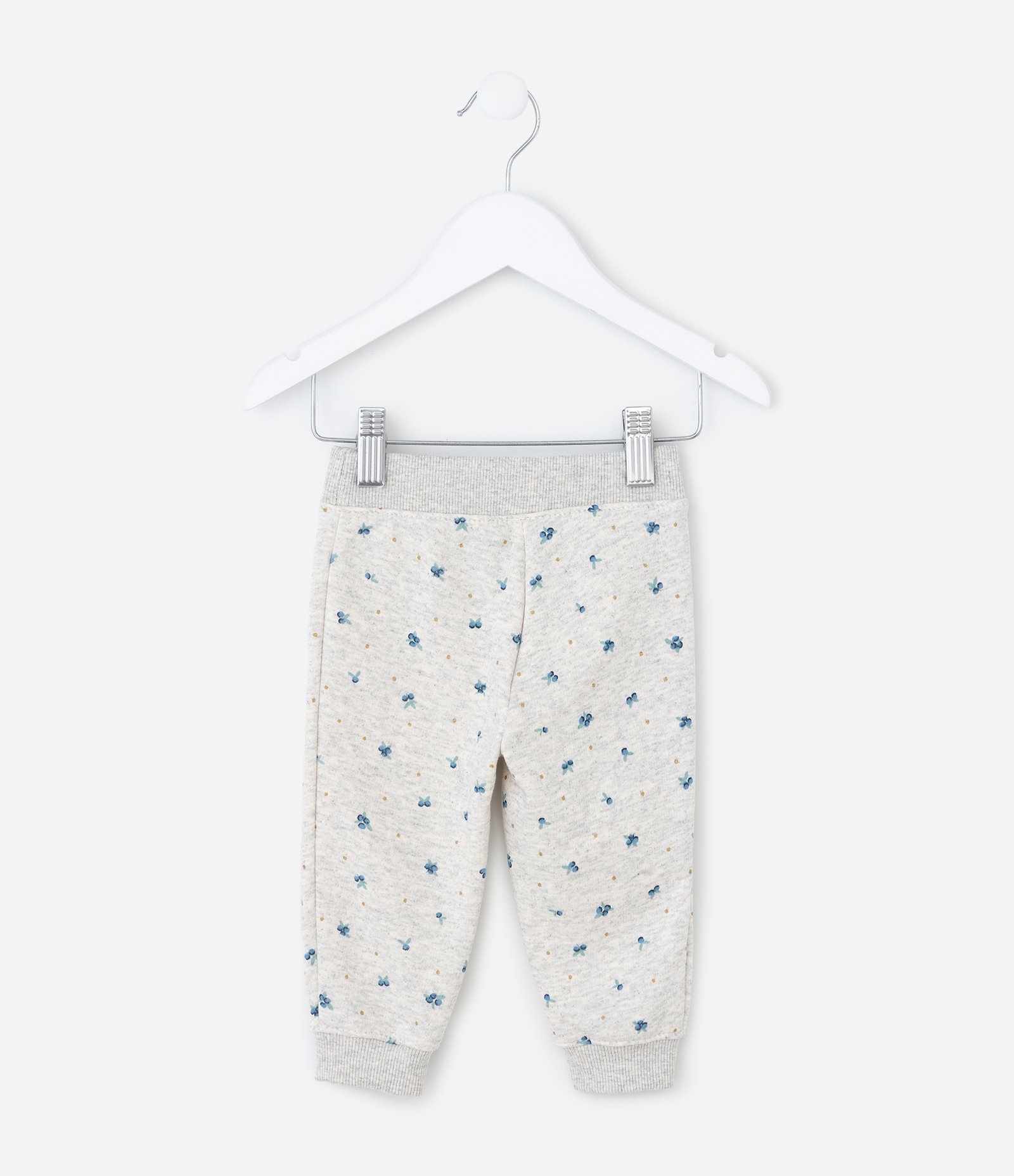 Calça Jogger em Moletom com Felpa com Estampa de Blueberry - Tam 0 a 18 Meses Cinza 3