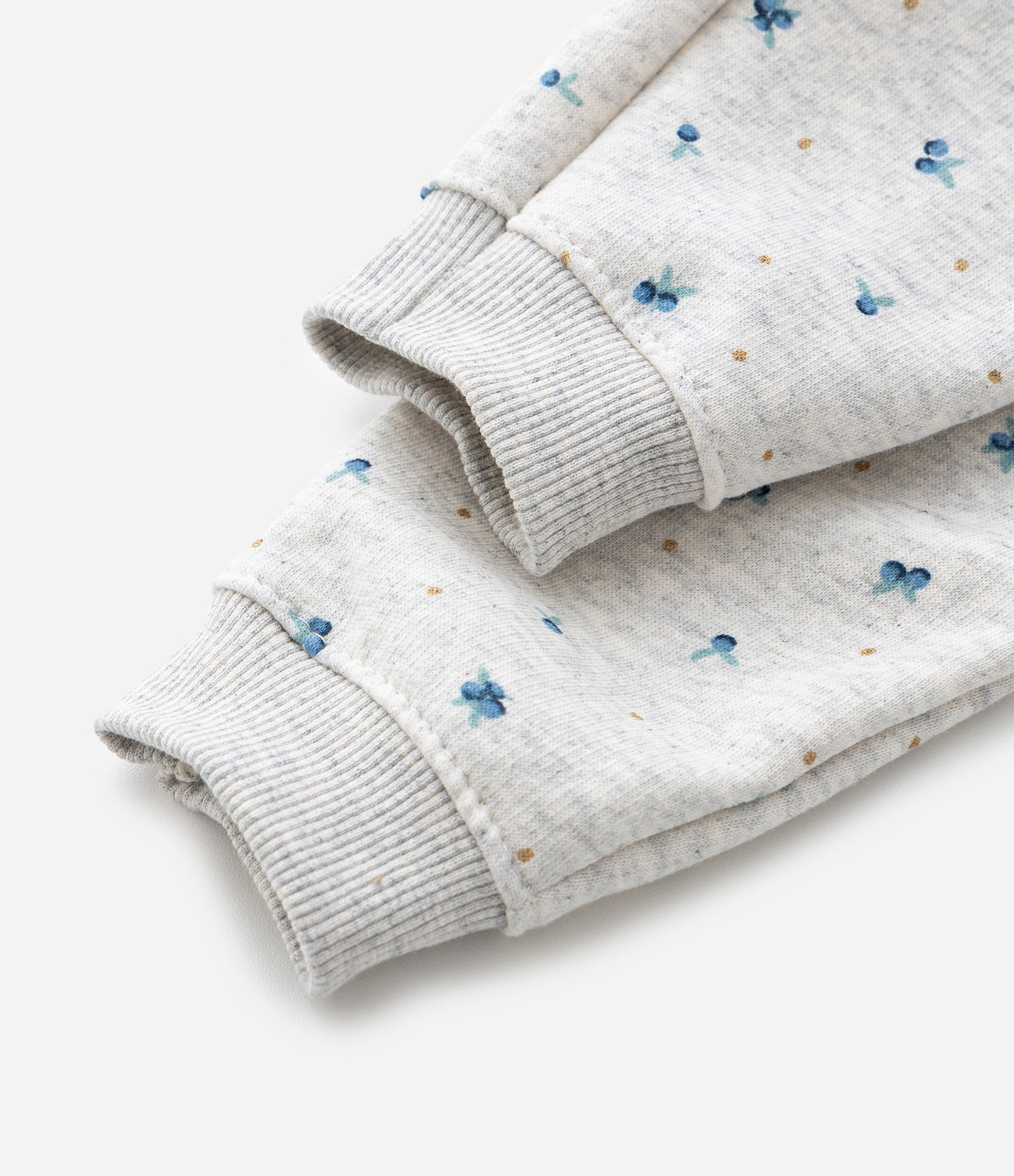 Calça Jogger em Moletom com Felpa com Estampa de Blueberry - Tam 0 a 18 Meses Cinza 5