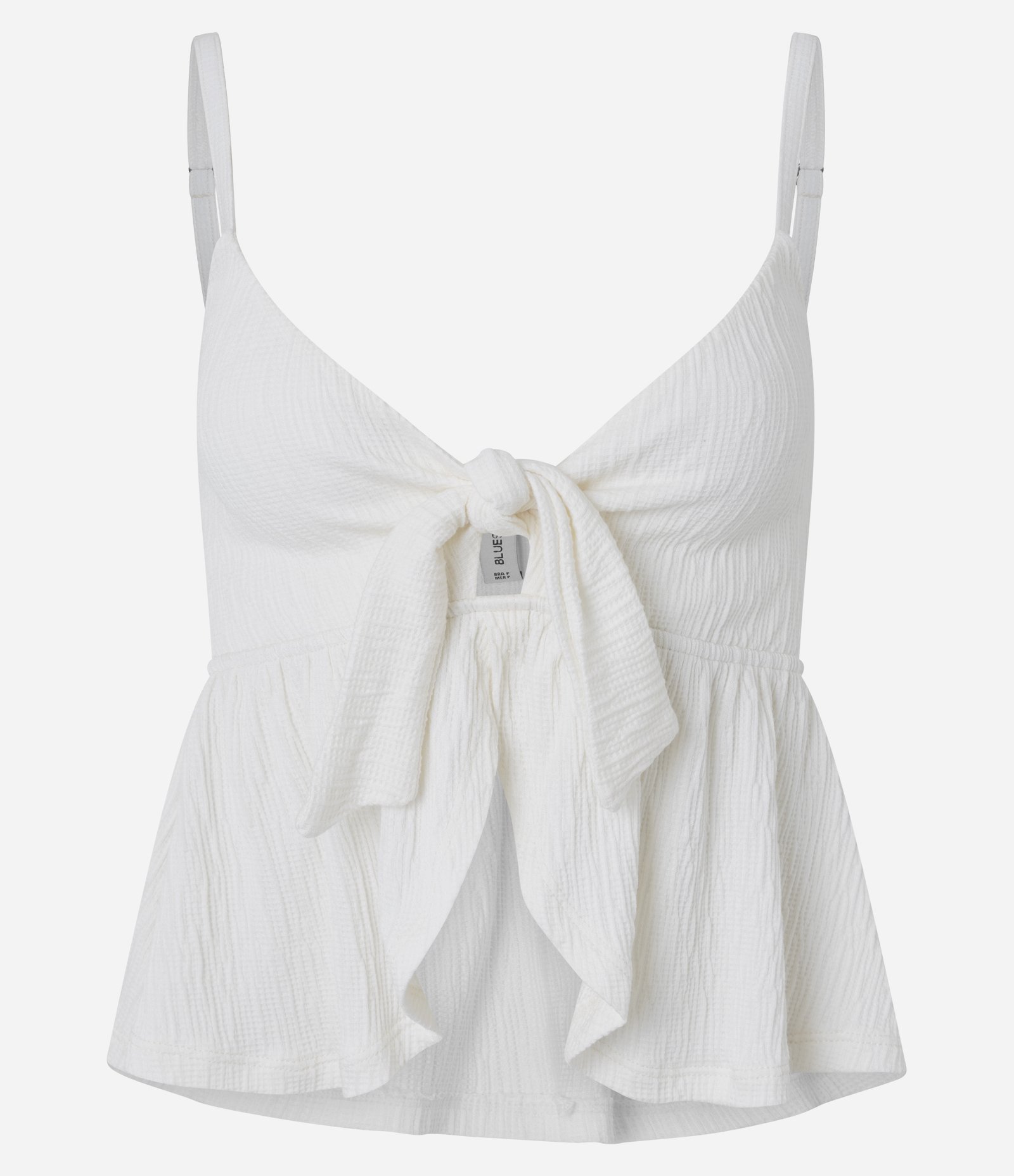 Blusa de Alça em Viscose Texturizada com Laço no Busto Off White 1