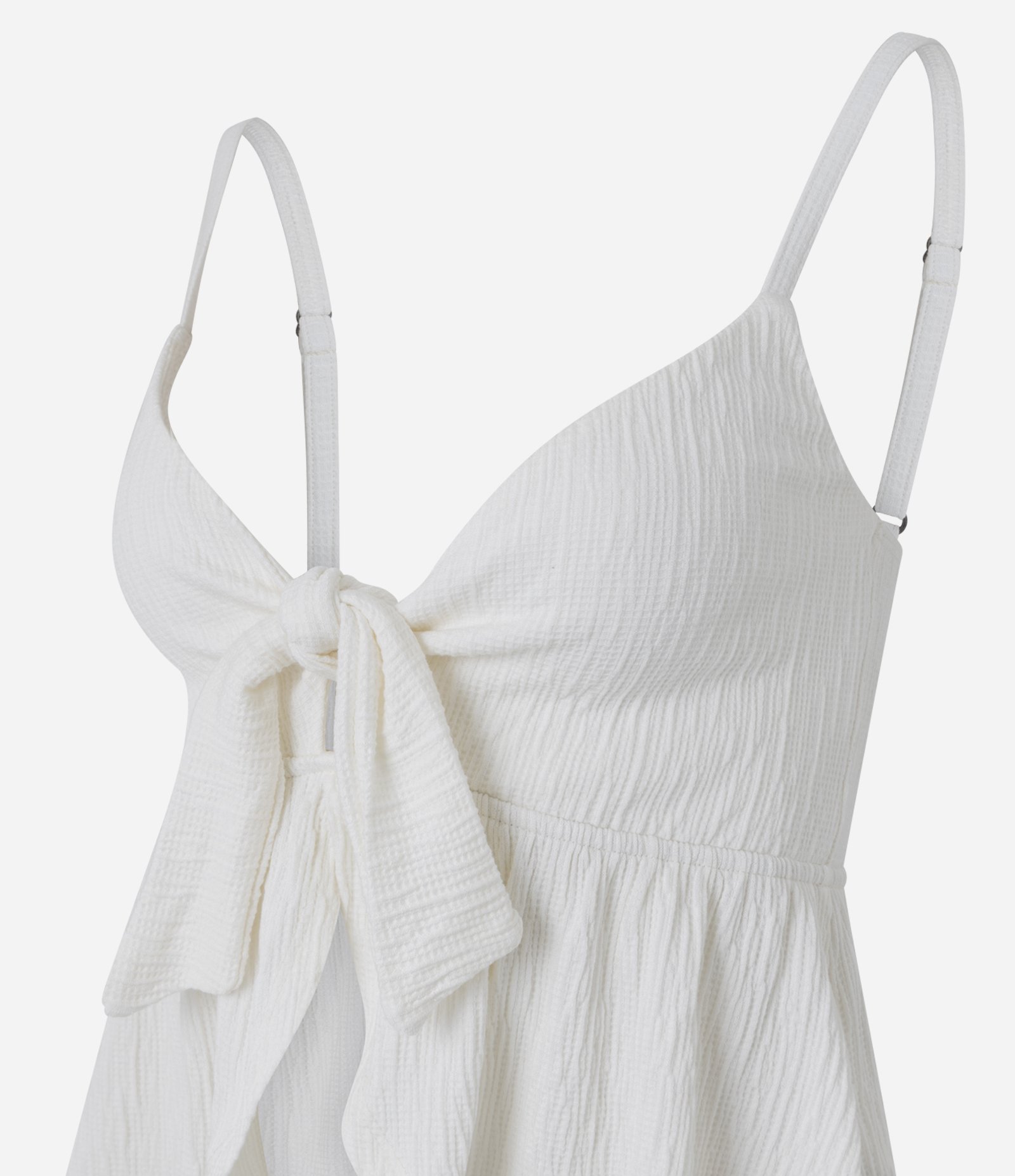 Blusa de Alça em Viscose Texturizada com Laço no Busto Off White 2