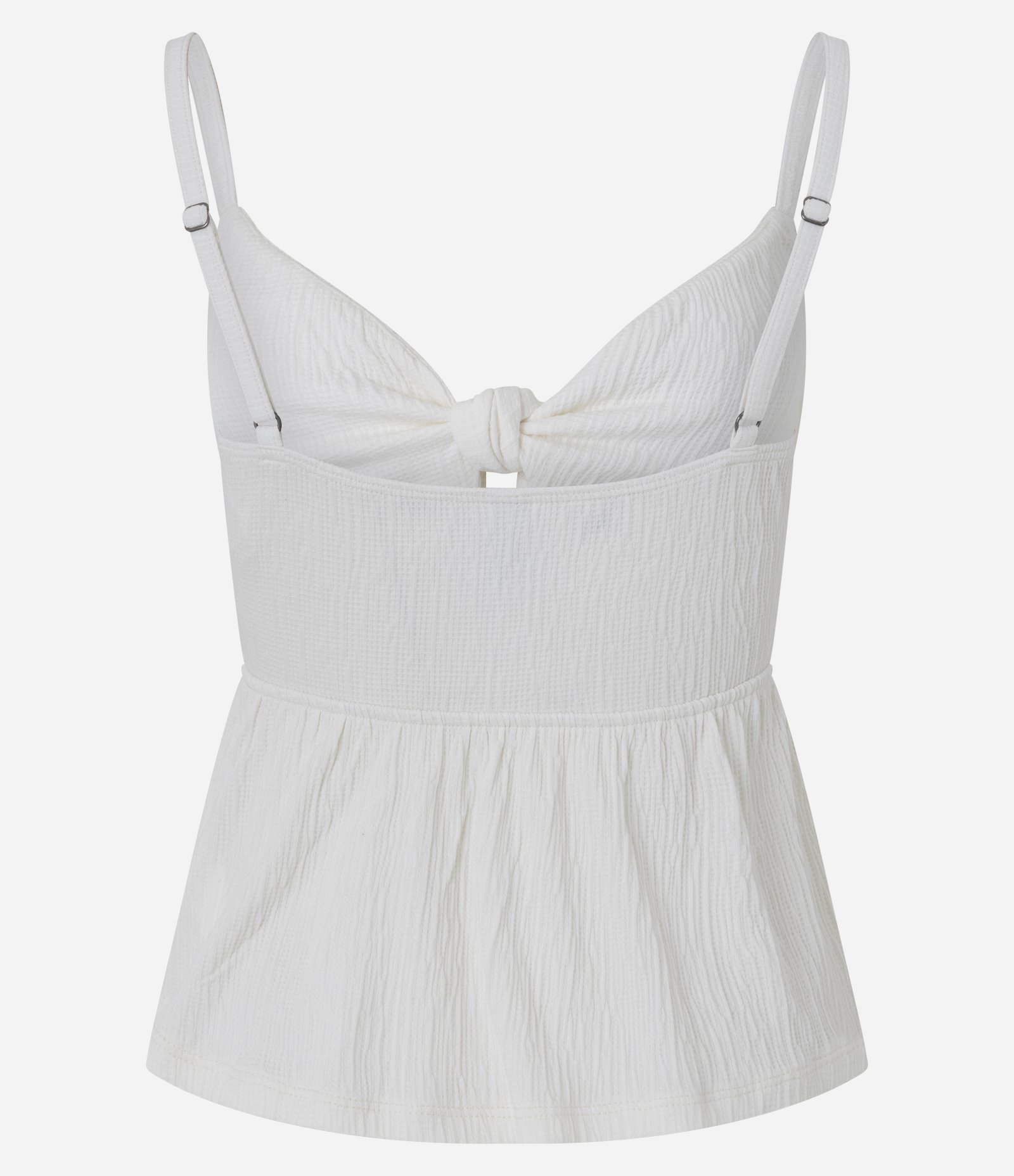 Blusa de Alça em Viscose Texturizada com Laço no Busto Off White 3