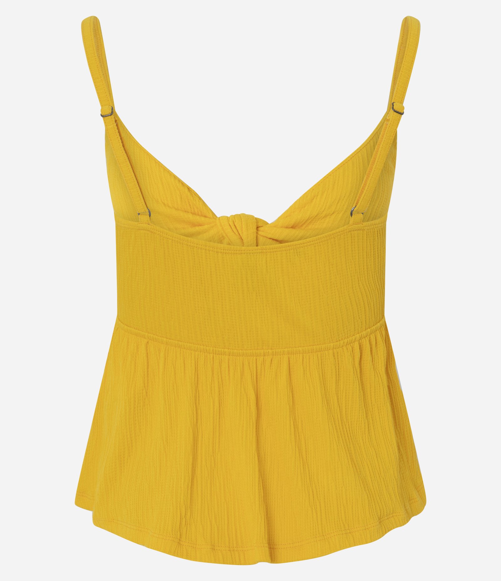 Blusa de Alça em Viscose Texturizada com Laço no Busto Mostarda 3