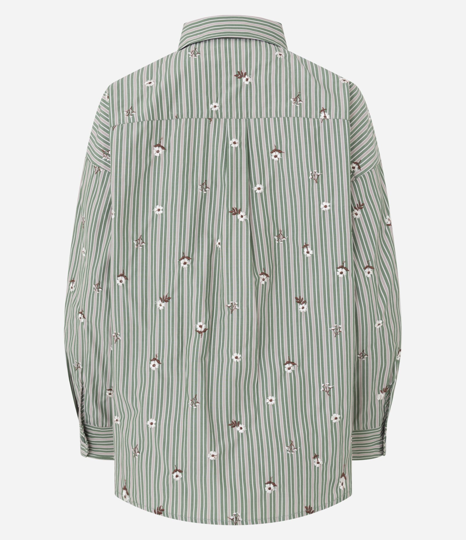 Camisa Alongada em Tricoline com Estampa Floral Verde 3