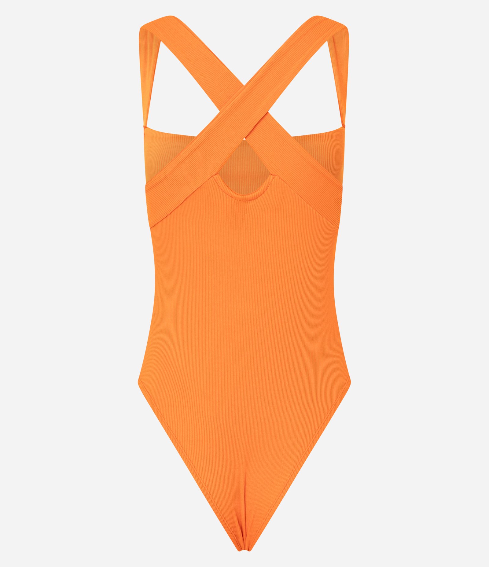 Body em Ribana com Alças Cruzadas Laranja 6