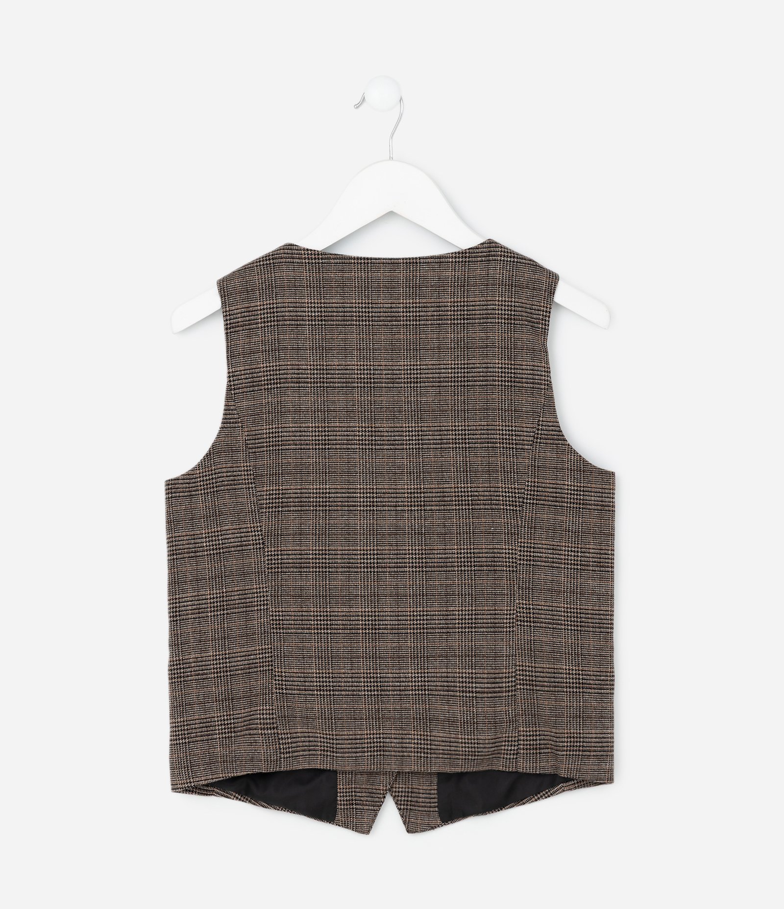 Colete Infantil Alfaiatado em Xadrez com Bolsos Fake – Tam 5 a 14 Anos Marrom 3
