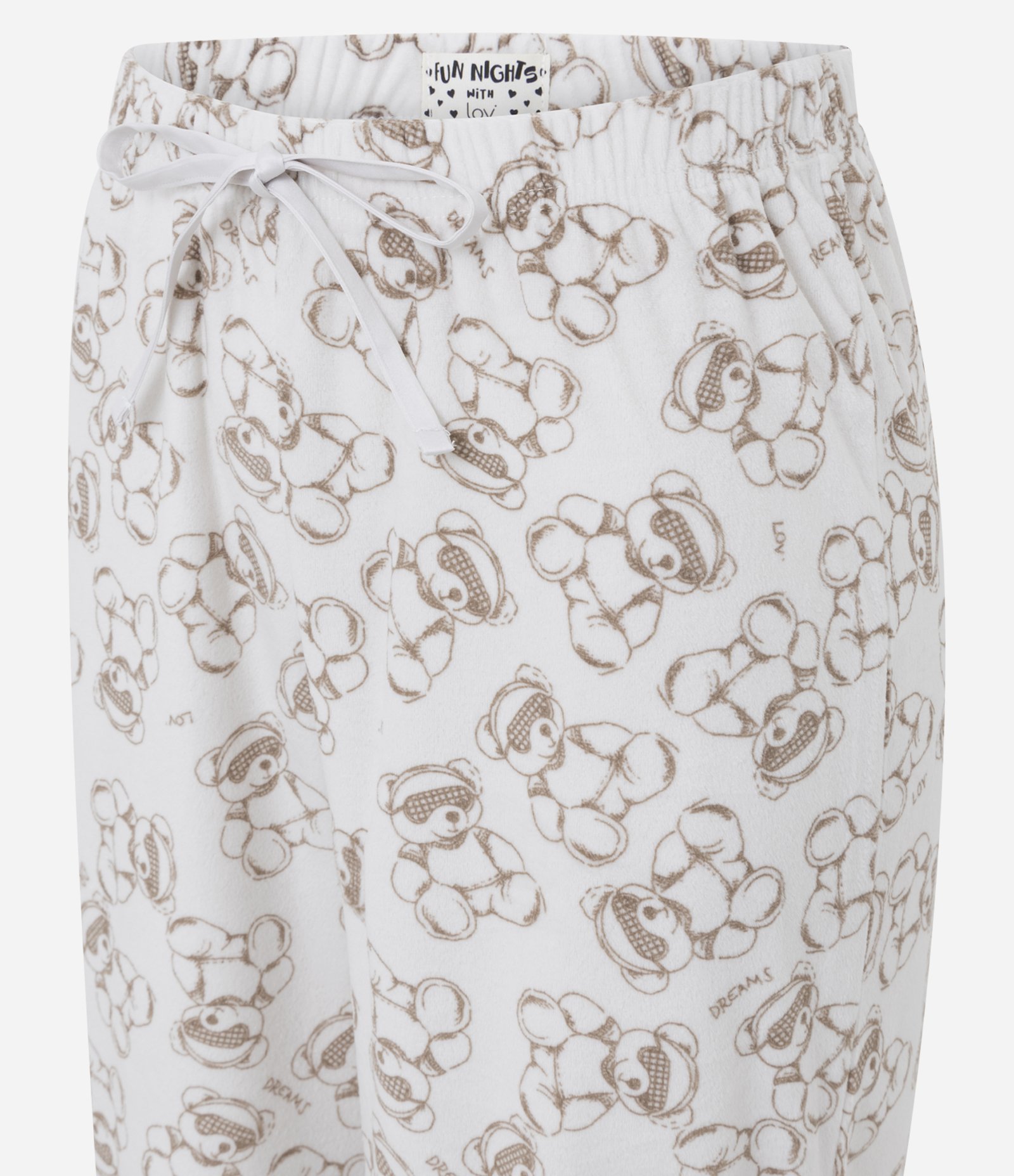 Calça de Pijama com Estampa de Urso Branco/Bege 5