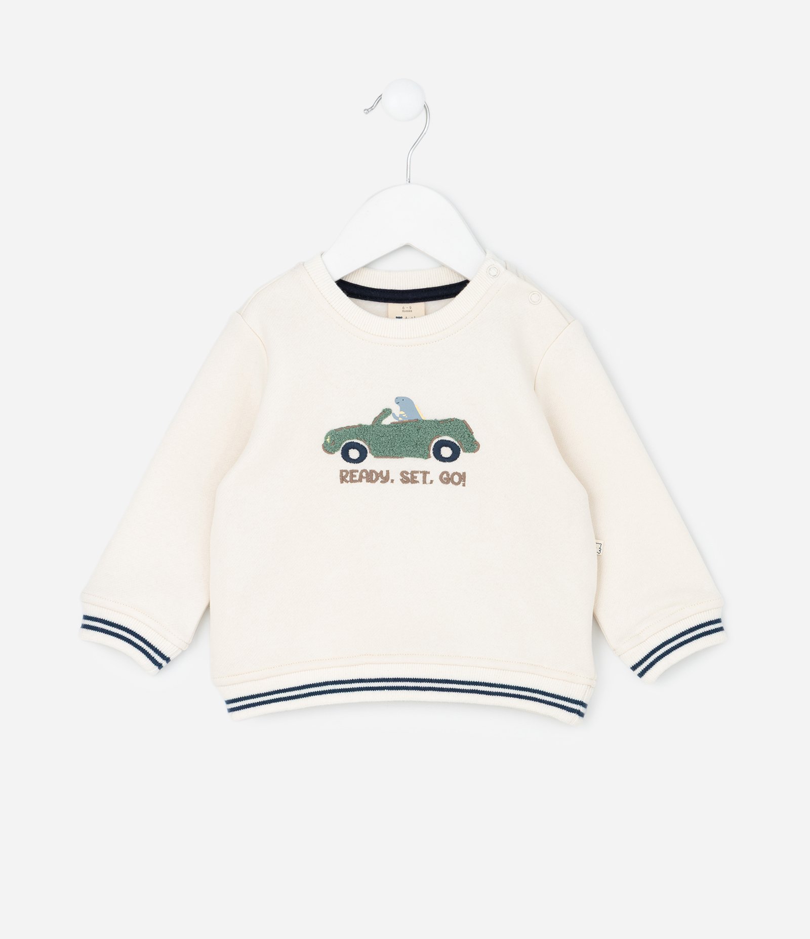 Casaco Infantil em Moletom com Bordado de Carro – Tam 0 a 18 Meses Off White 2