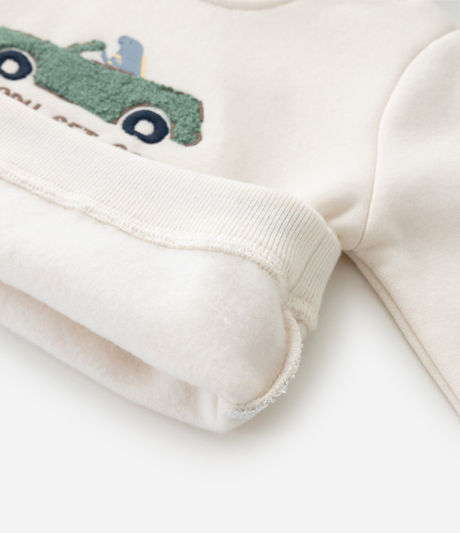 Casaco Infantil em Moletom com Bordado de Carro – Tam 0 a 18 Meses Off White 5