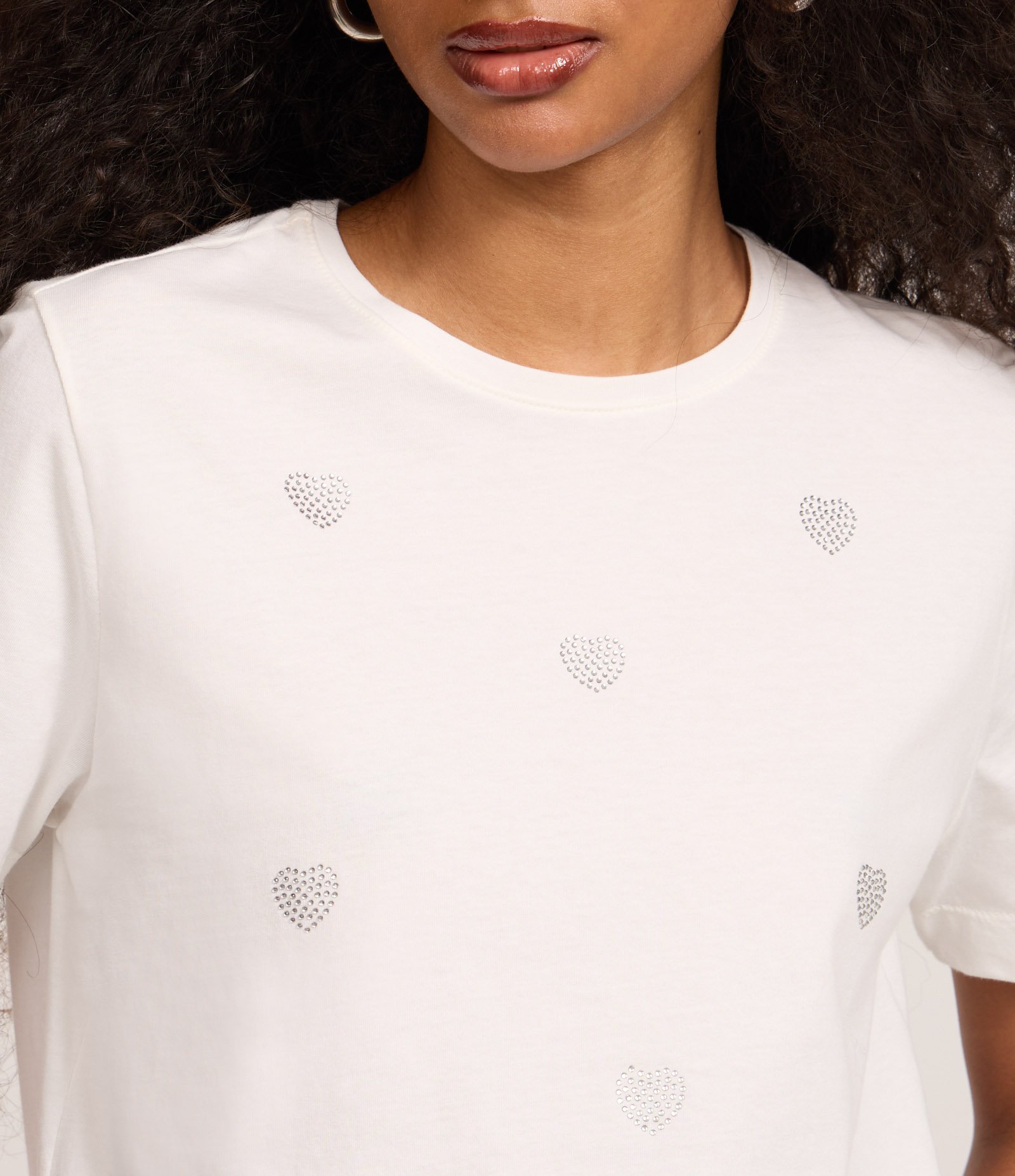 Camiseta New T-Shirt em Algodão com Corações Branco 3