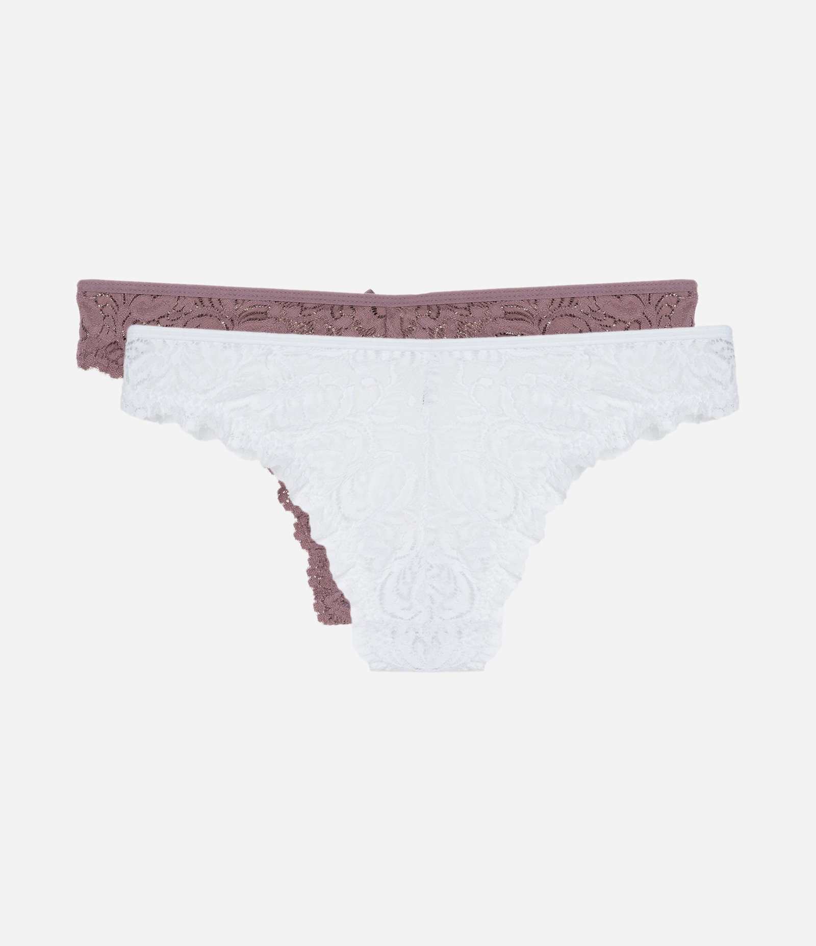 Kit 02 Calcinhas Biquíni em Renda Floral Roxo/Branco 2