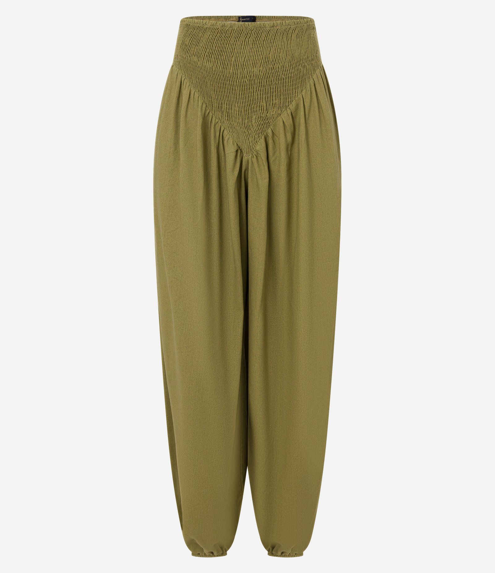 Calça Aladim em Viscolinho com Cós Largo em V Verde 5