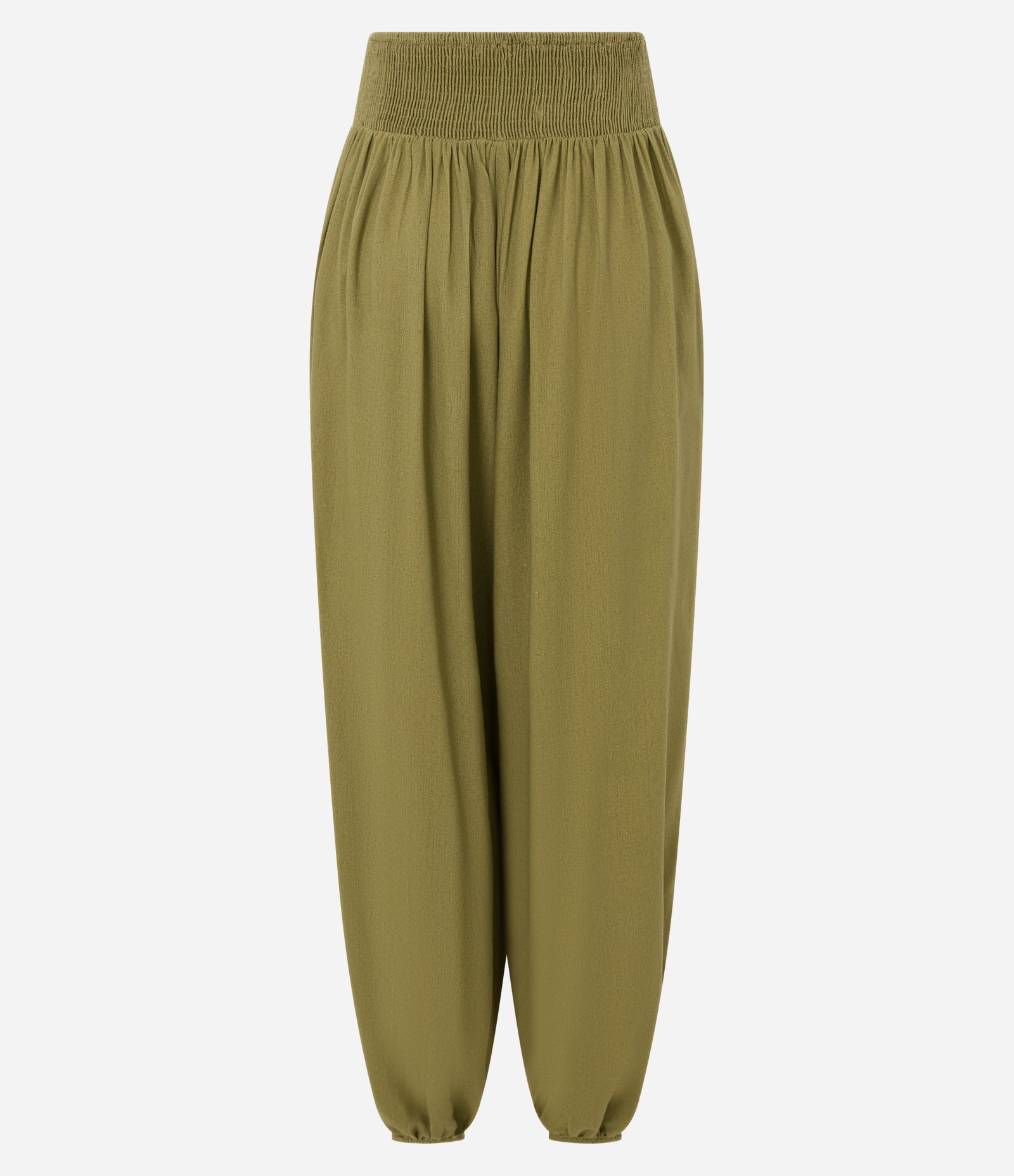 Calça Aladim em Viscolinho com Cós Largo em V Verde 7