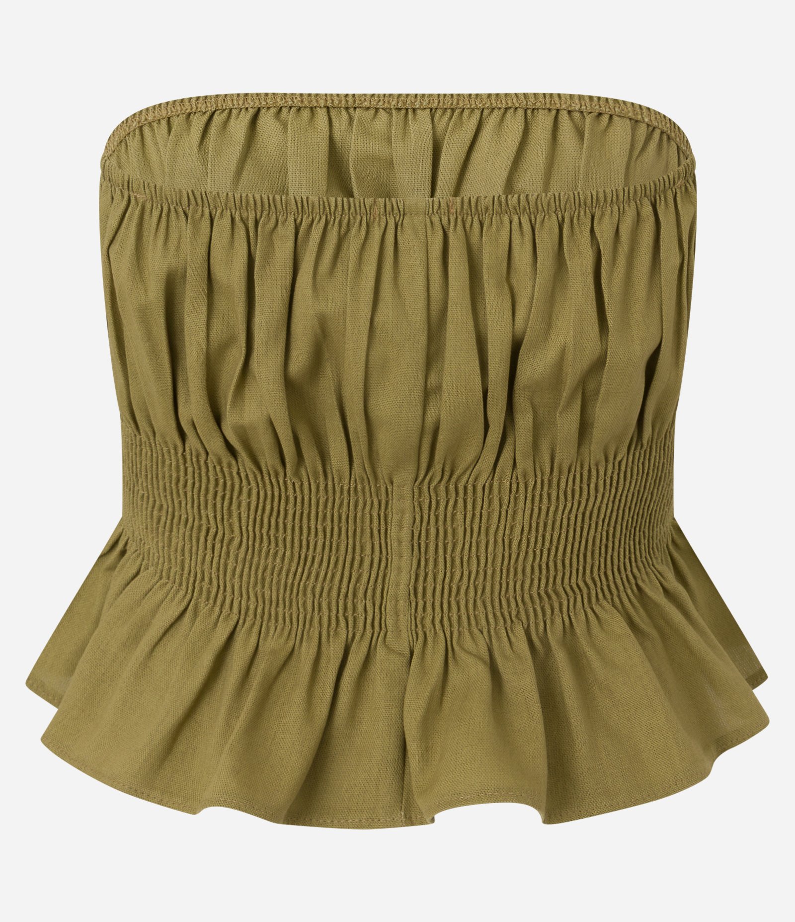 Blusa Peplum em Viscolinho sem Alça Verde 6