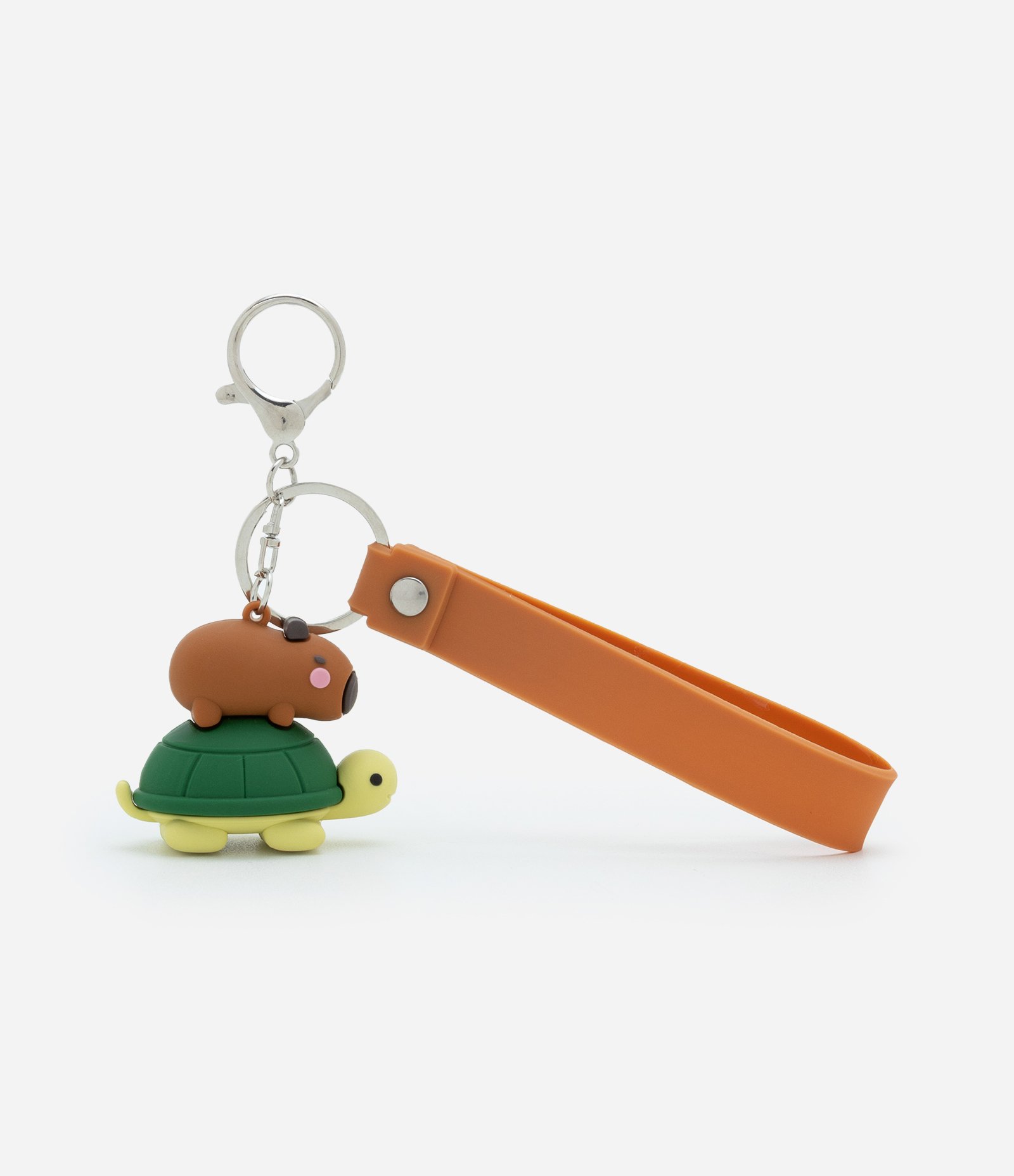 Chaveiro Infantil de Plástico com Capivara e Tartaruga - Tam Único Marrom 2