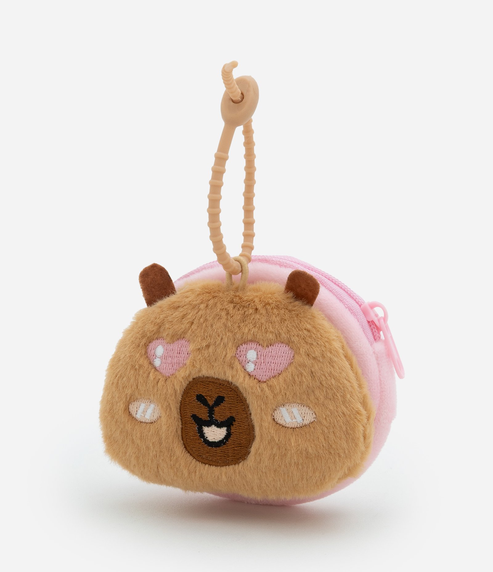 Nécessaire Porta Moedas com Forma de Capivara Peludinha - Tam U 1 - Marrom Claro 1