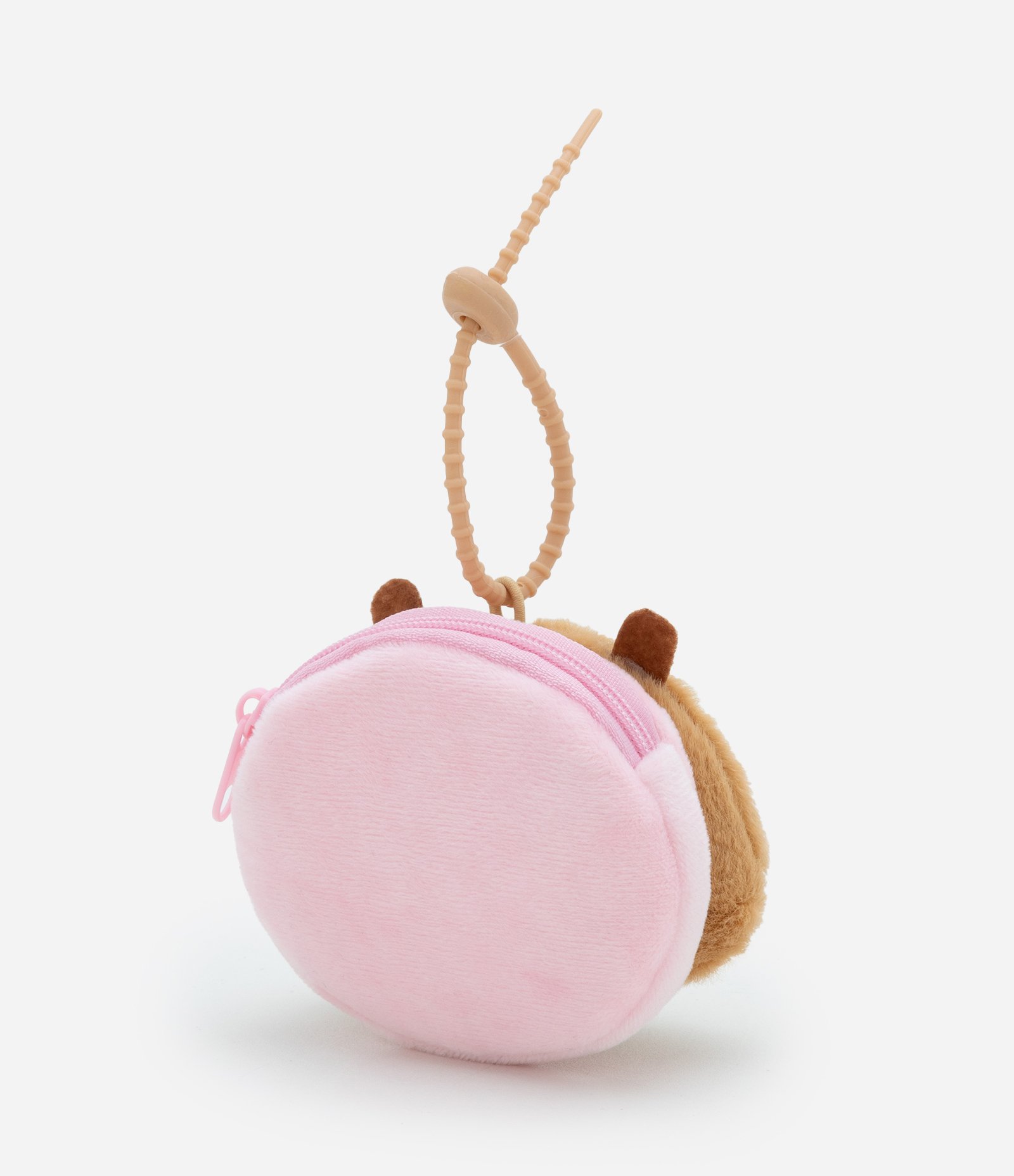 Nécessaire Porta Moedas com Forma de Capivara Peludinha - Tam U 1 - Marrom Claro 2