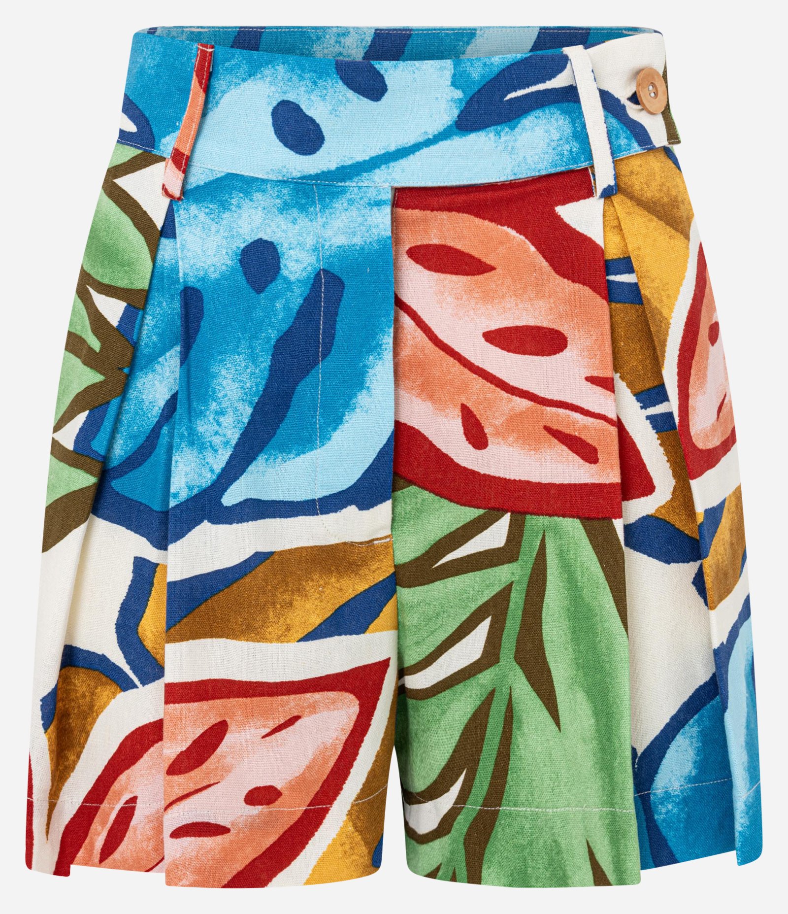 Short Estampado com Pregas e Cós Transpassado Multicores 1