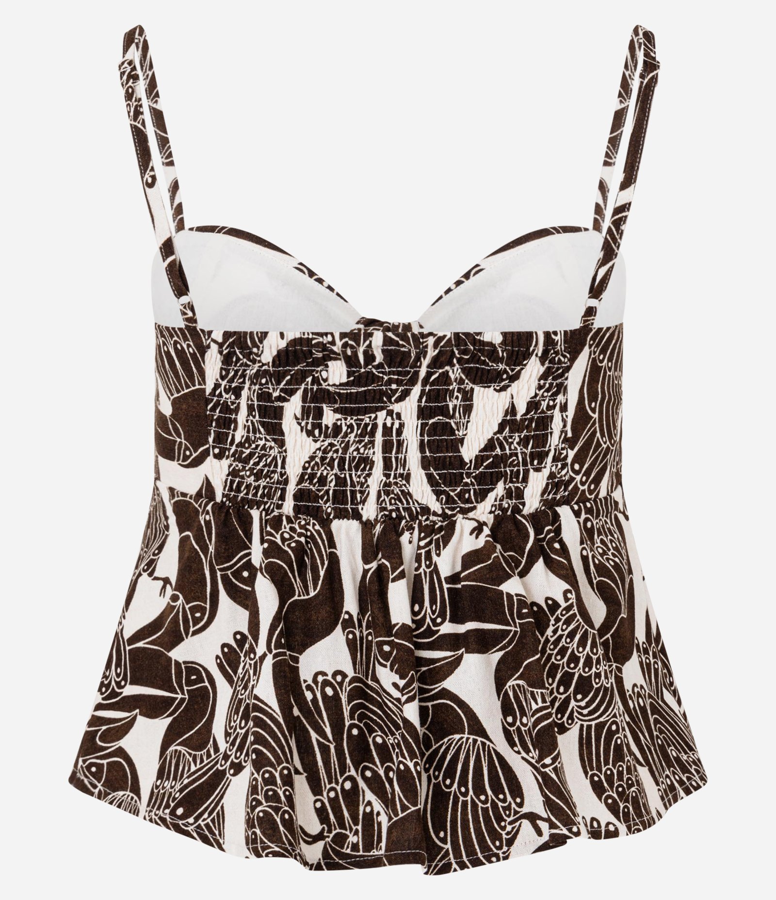 Blusa com Alças e Amarração Frontal Estampado Marrom 2