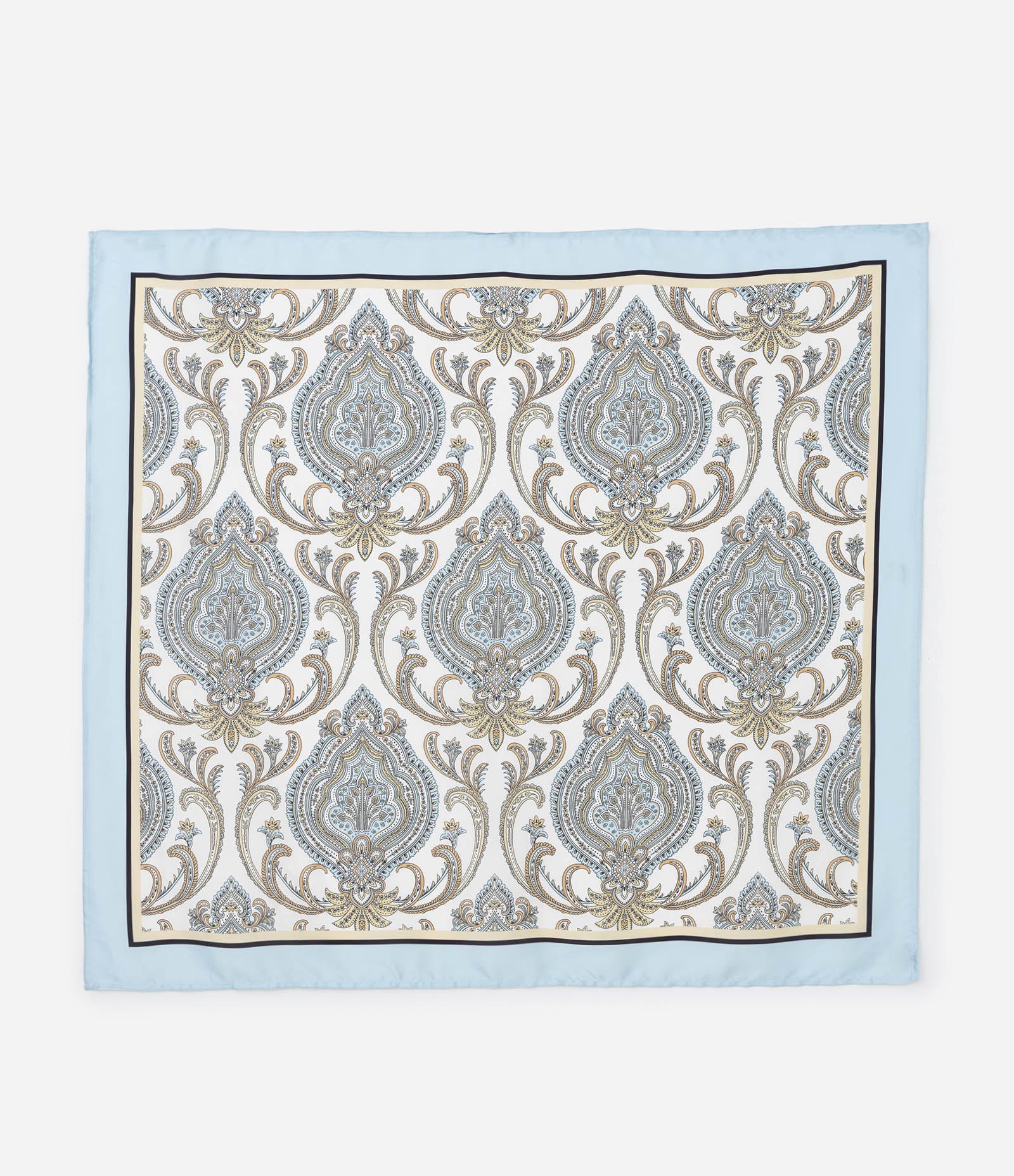Lenço Retangular em Cetim com Estampa Paisley Azul 2
