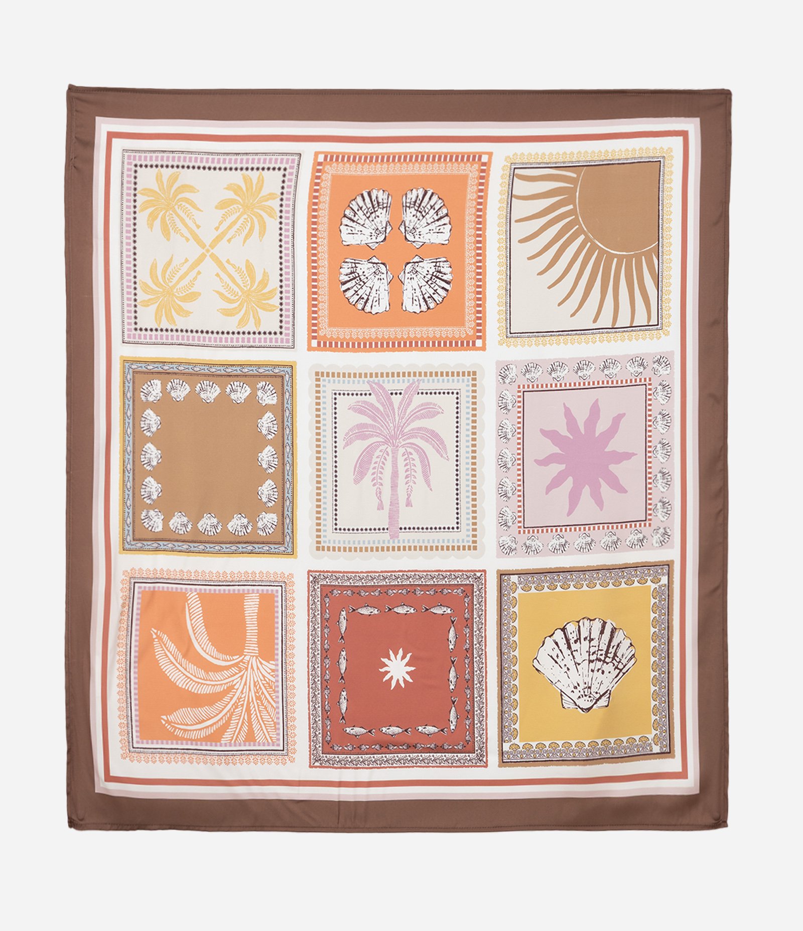 Lenço Quadrado em Cetim com Estampa Solaris Multicores 4