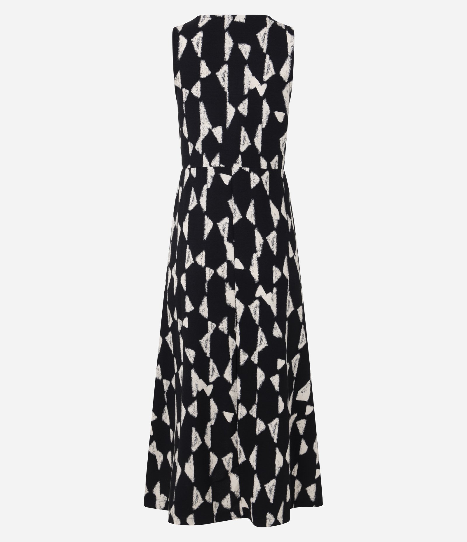 Vestido Evasê Midi em Piquet com Estampa Geométrica Blur Preto/Off White 7