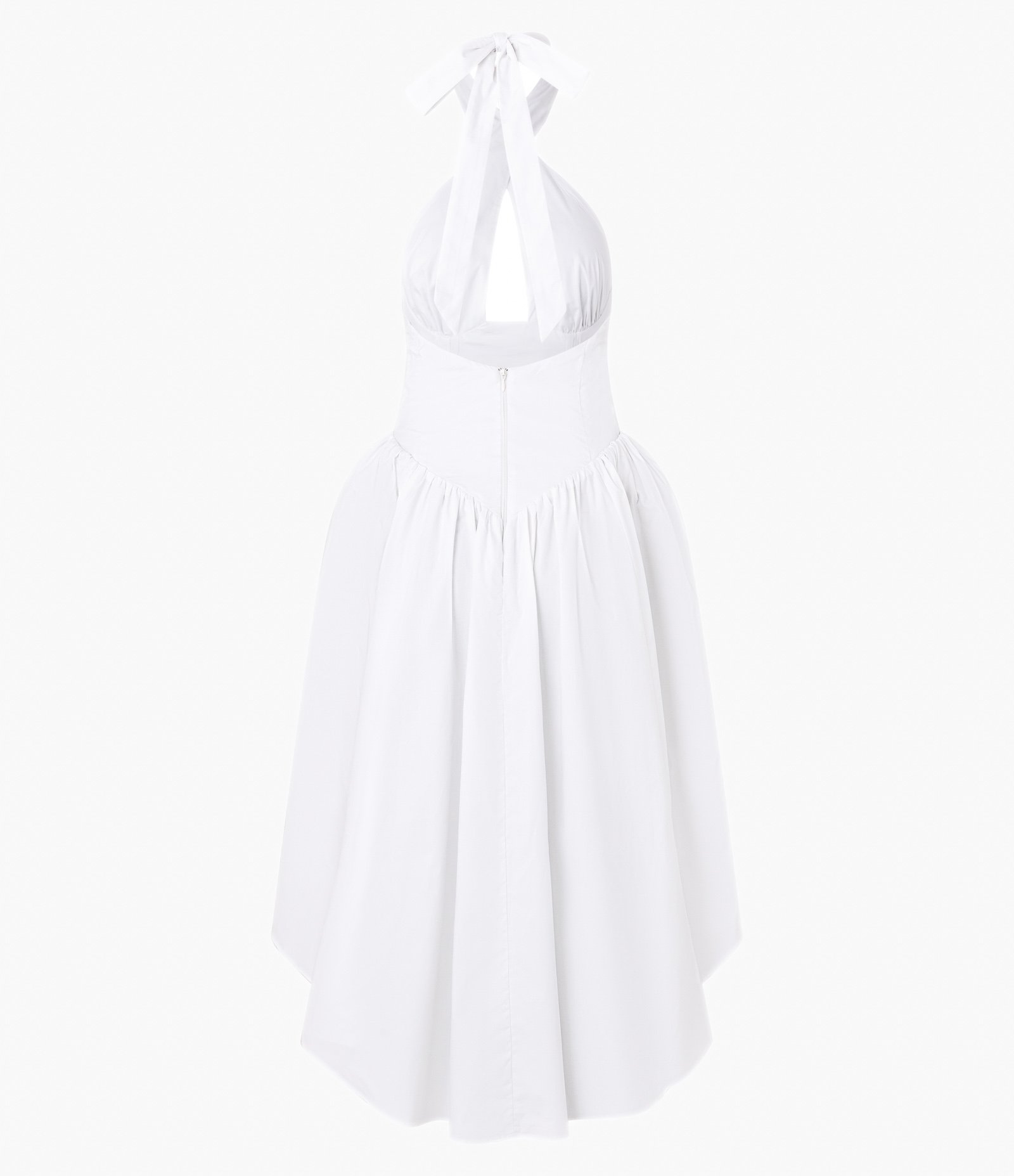 Vestido Evasê em Tricoline com Decote Cruzado e Saia Rodada Branco 10